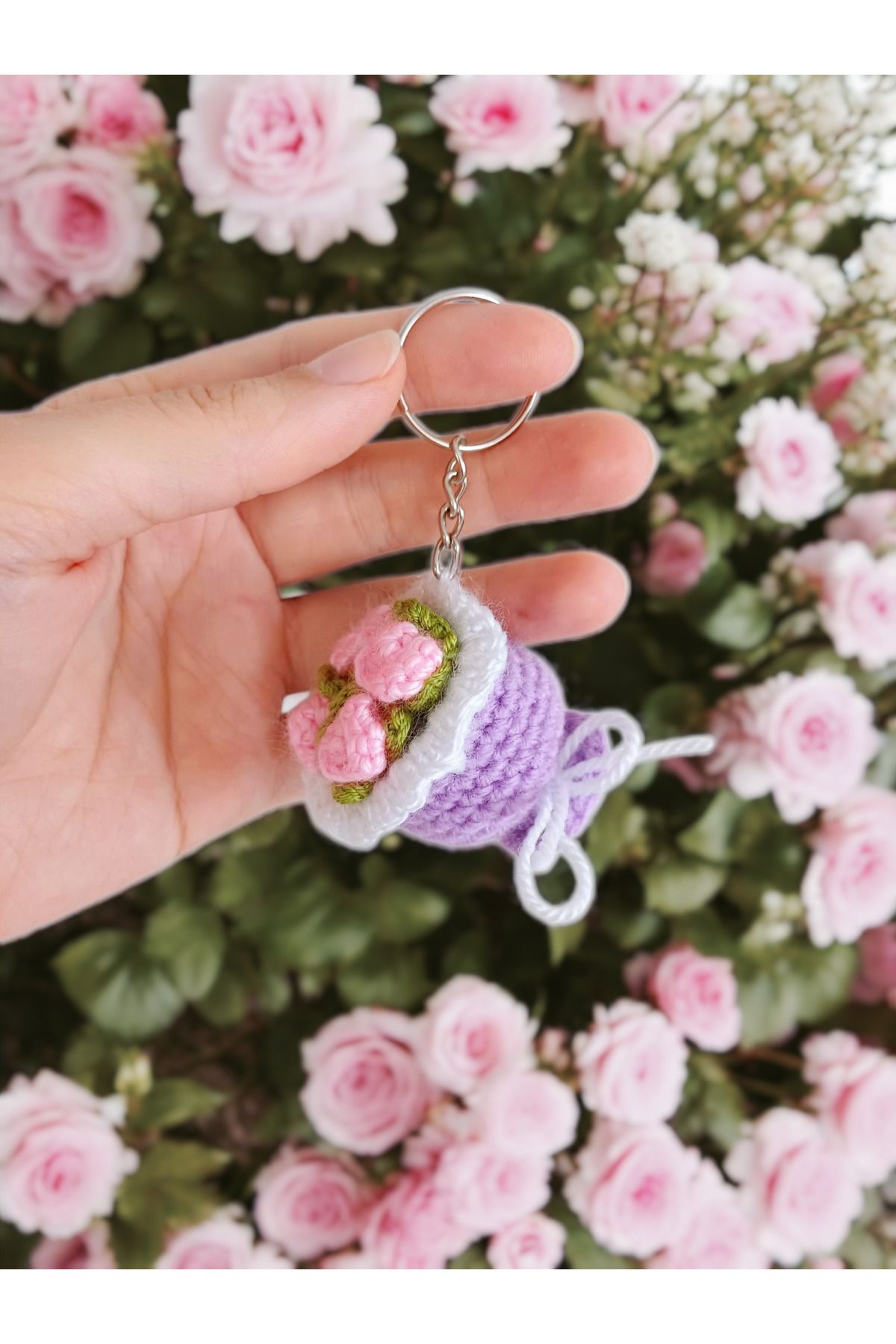 PERFECT Hediyelik Buket Anahtarlık Çiçek Buketi Anahtarlık Gül Buketi Çanta Süsü
