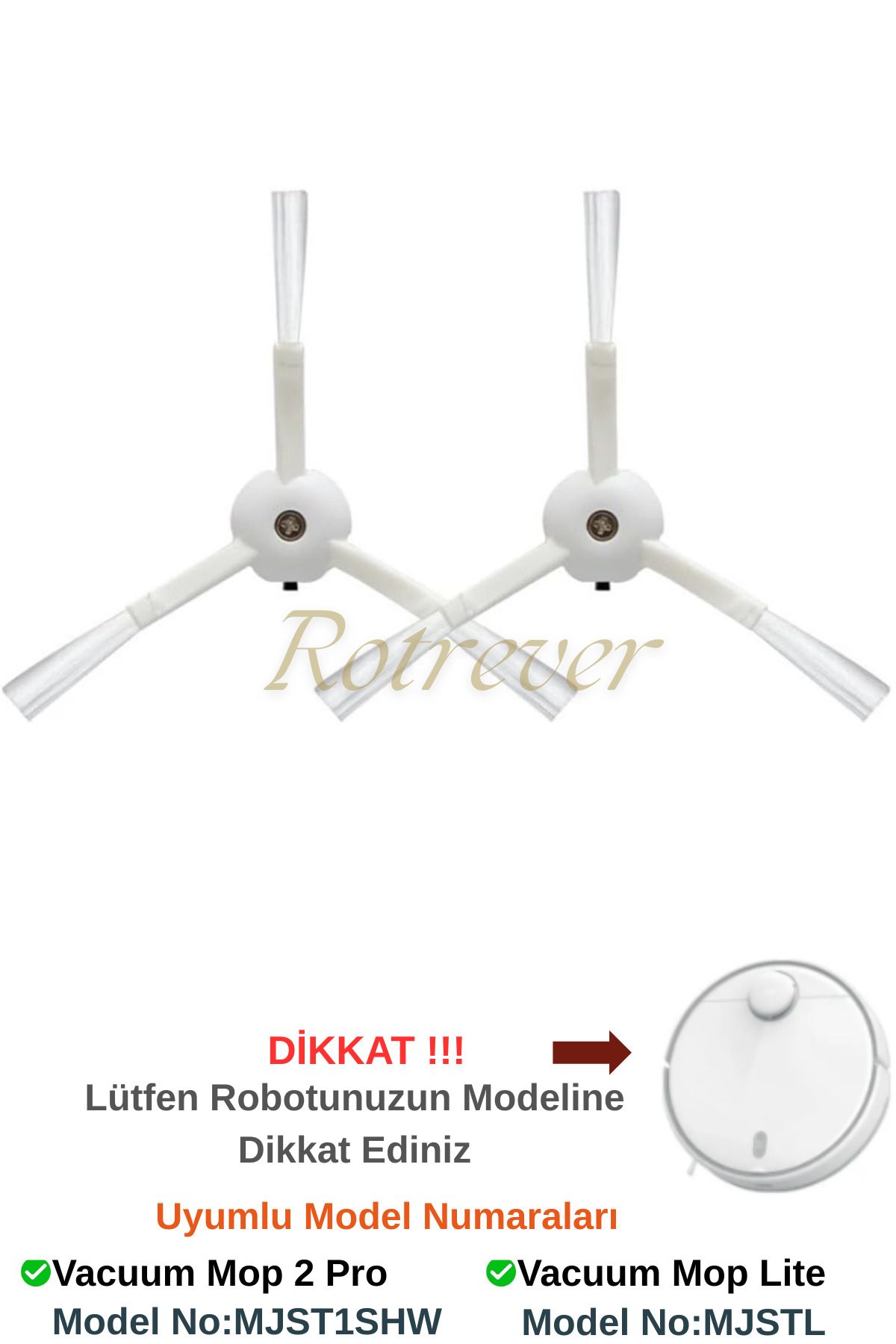RotRever Xiaomi Vacuum Mop 2 Pro (MJST1SHW*Model No Dikkat) Robot Süpürge Uyumlu 2 Adet Yan Fırça