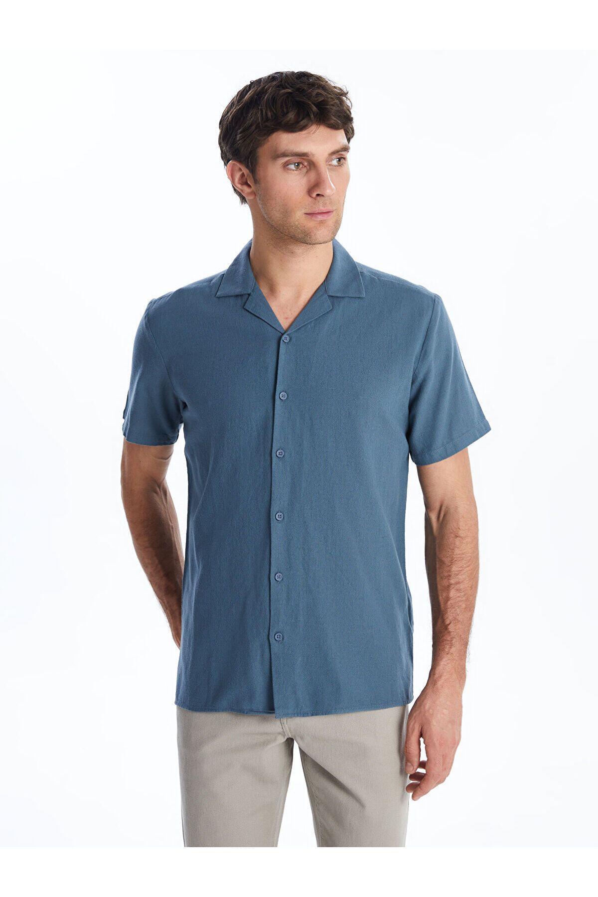 LC Waikiki Regular Fit Keten Karışımlı Erkek Gömlek