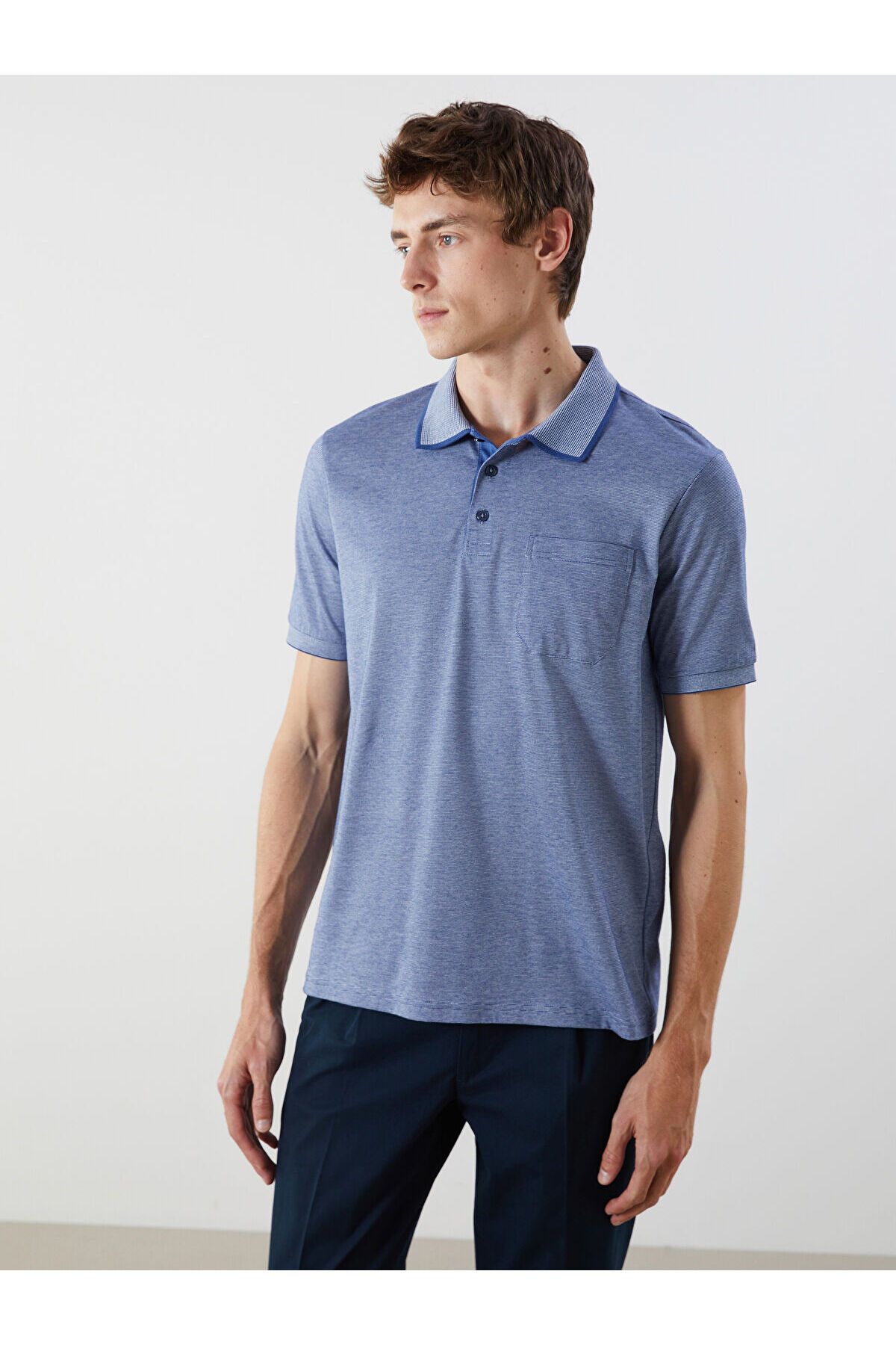 LC Waikiki Polo Yaka Çizgili Penye Erkek Tişört