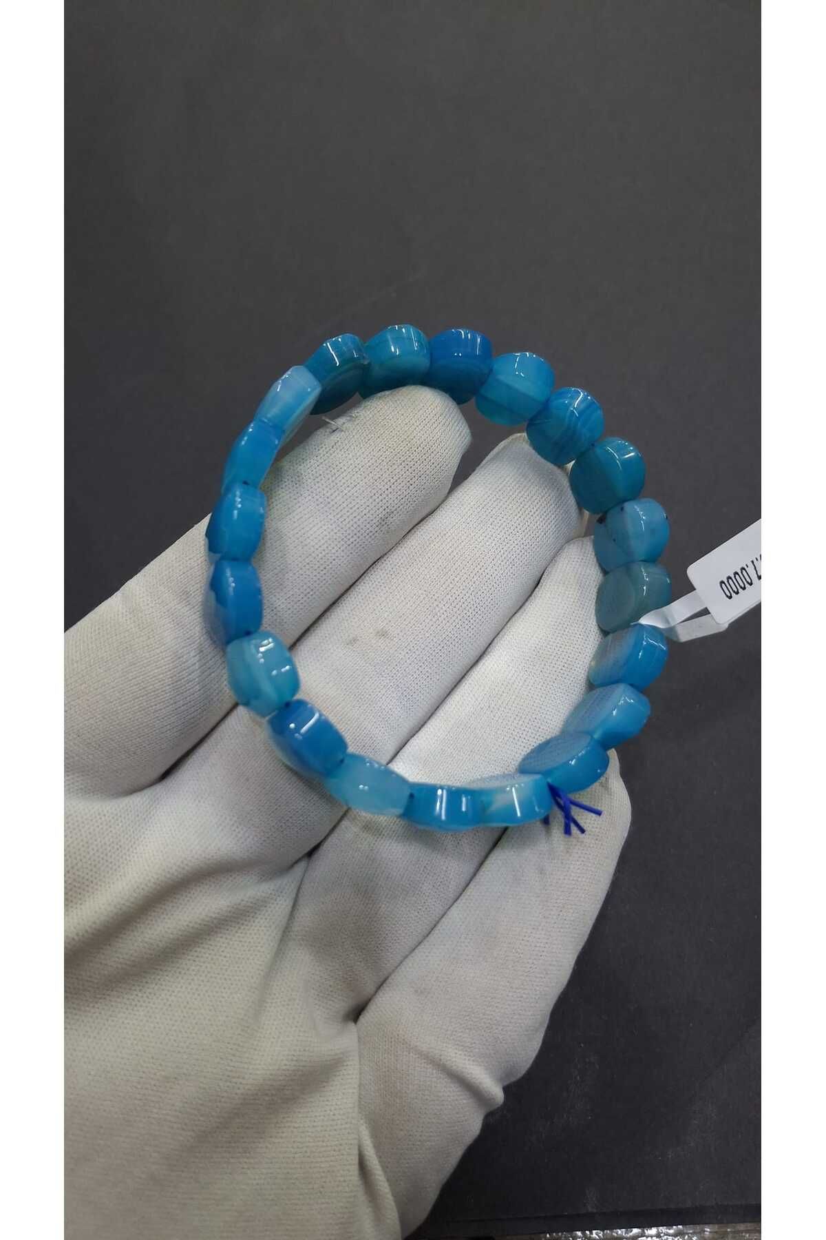 Asya Gems Mavi Akik Rolex 8 X 14 Mm Özel Kesim Doğal Taş Bileklik