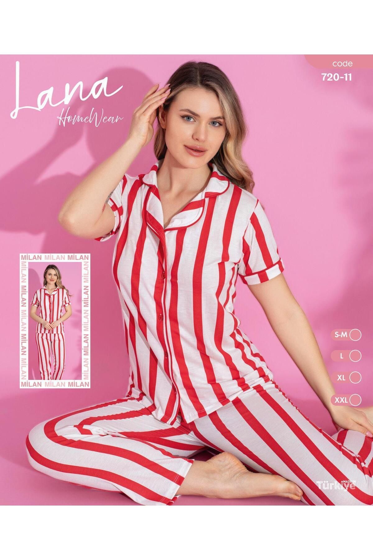Snowdrop Milan Kumaş Kısa Kol Düğmeli Pijama Takımı