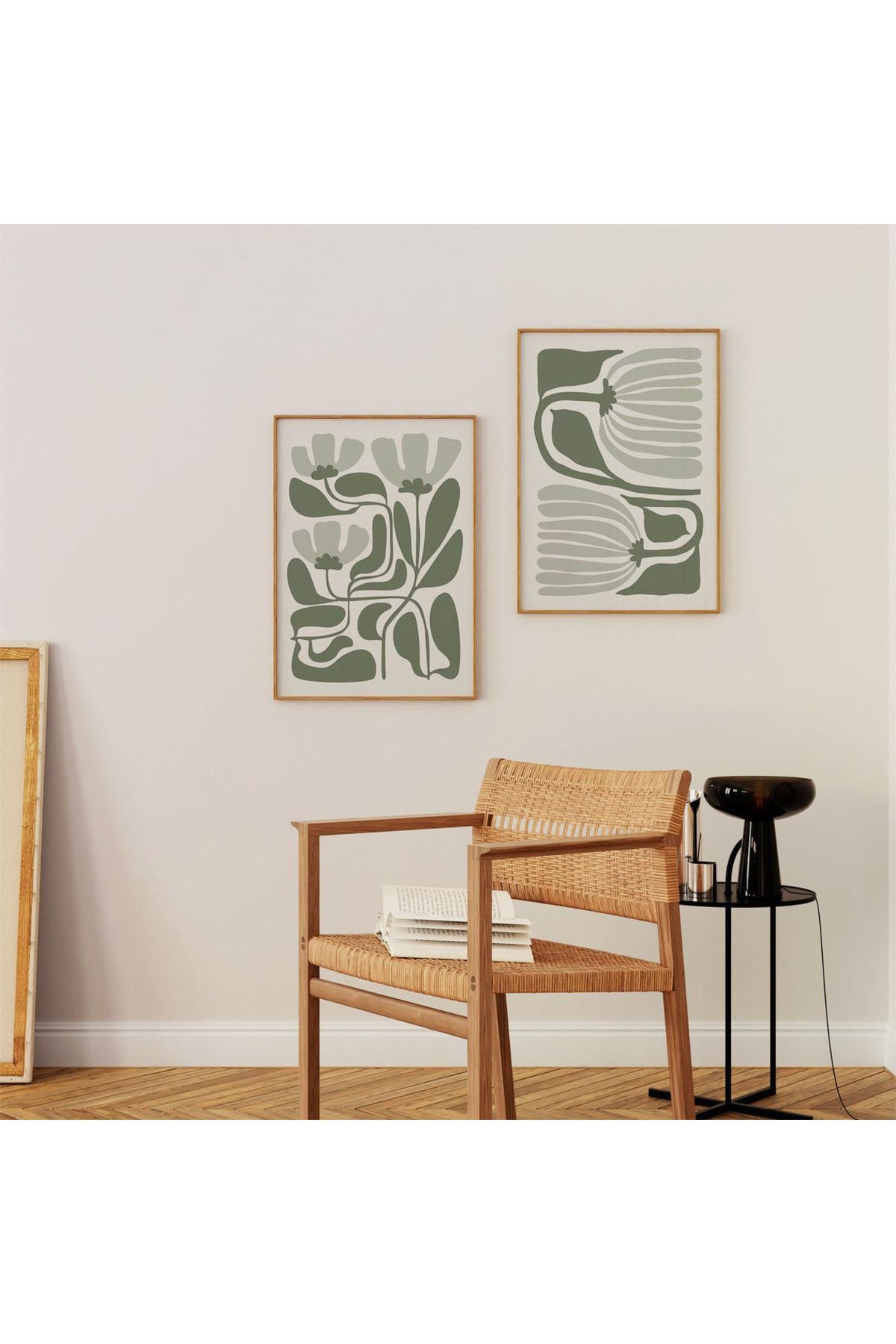 Dekorsiahome 2 Parça Ahşap Çerçeveli Oturma Odası Salon Mutfak Tablo Seti SET3156