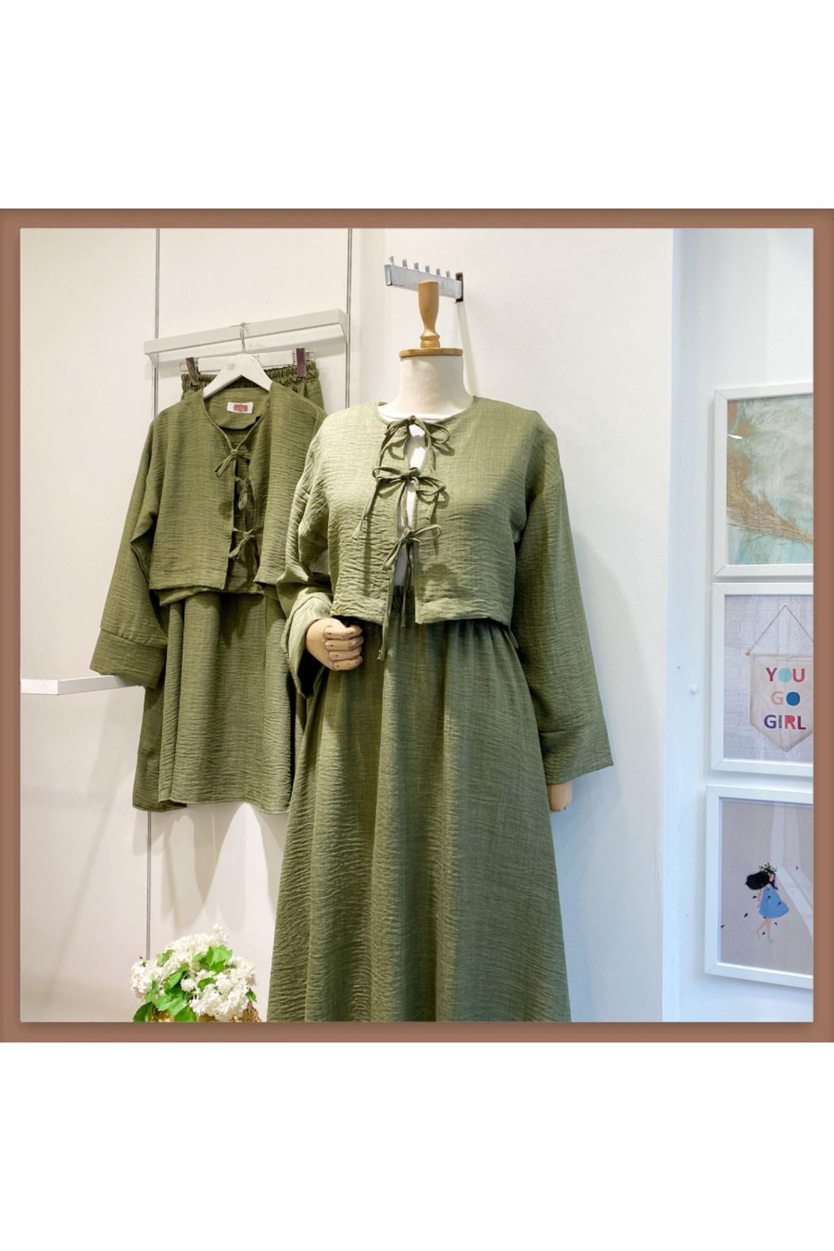 Faya Boutique Haki Yeşili Bağcıklı Airobin Takım