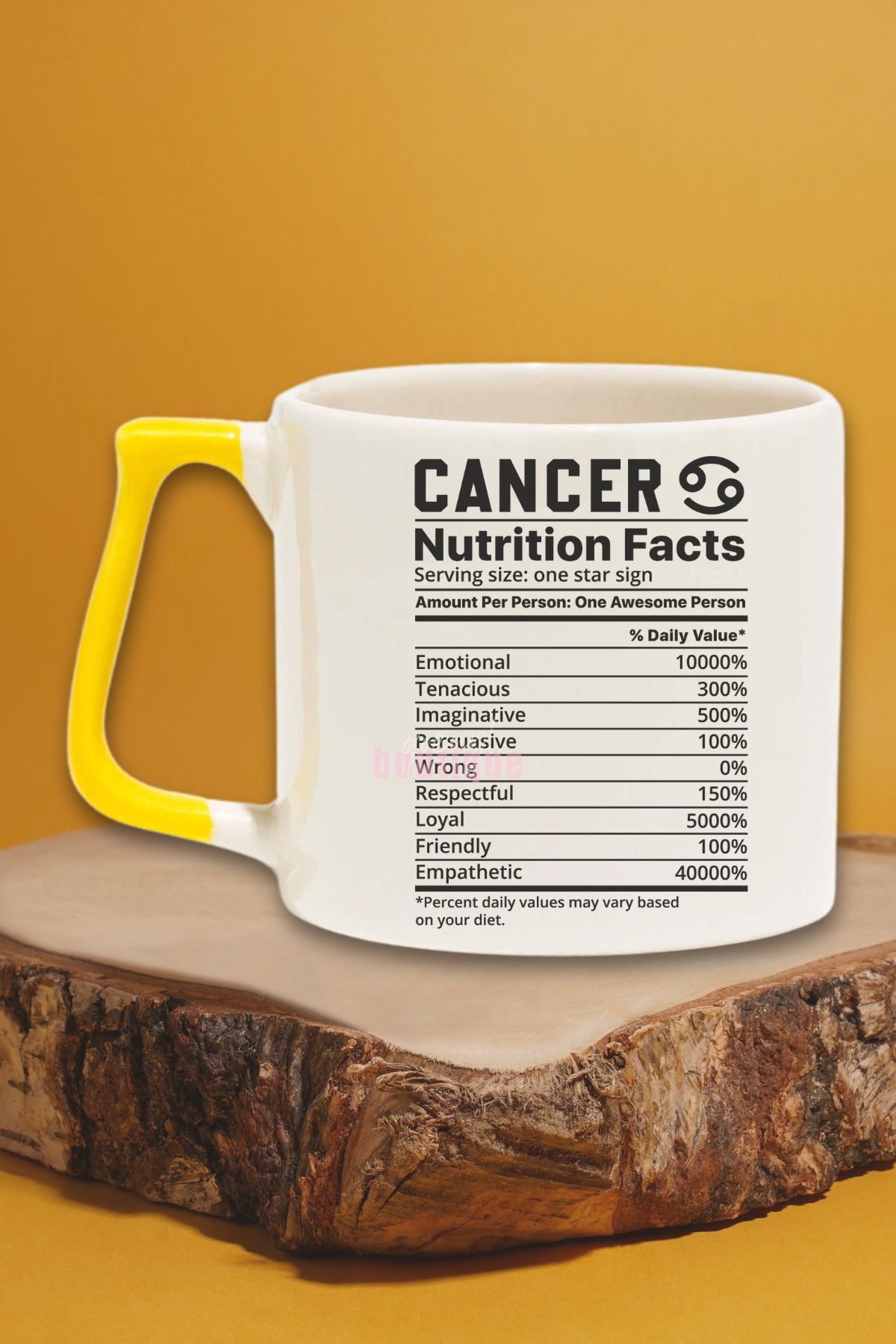 qoeuyl boutique Yengeç Burcu "Cancer nutrition facts" Komik Arkadaşa Doğum Günü Hediye Sarı Kulplu Kupa Bardak