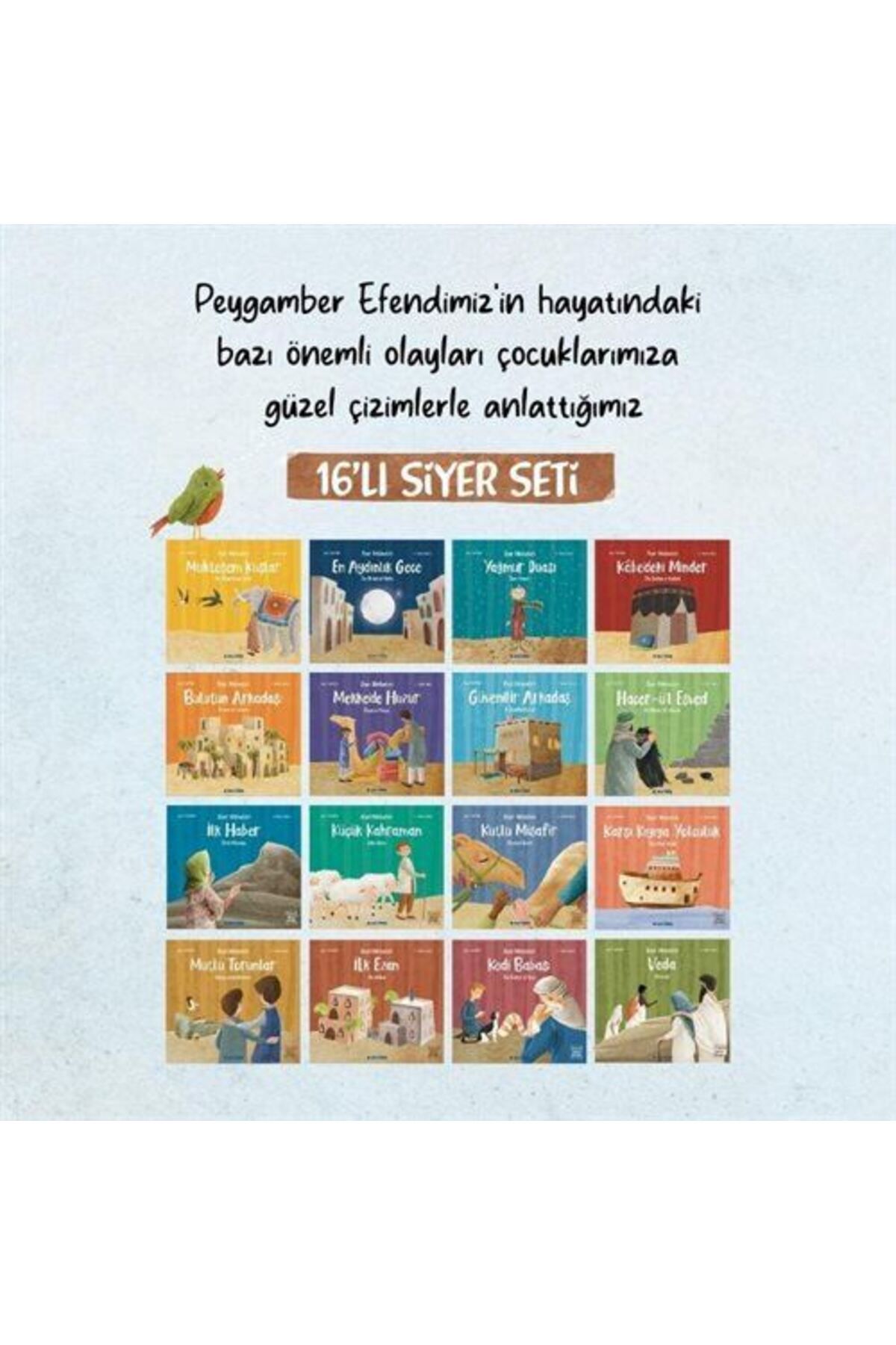 Multibem Yayınları Peygamber Efendimiz Siyer Serisi 16'lı Tam Set (İNGİLİZCE TÜRKÇE AKTİVİTELİ RENKLİ-RESİMLİ 6-12 YAŞ)