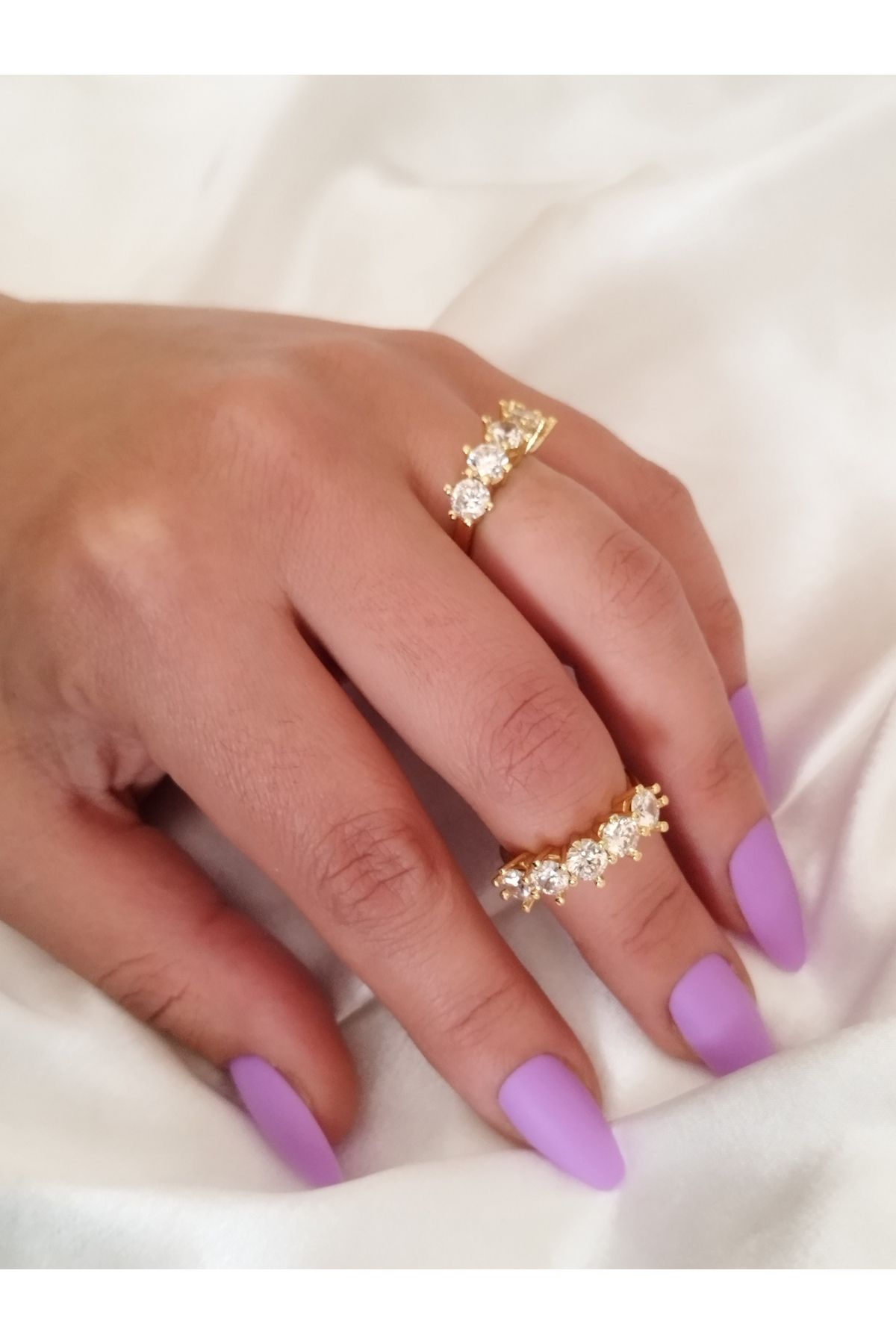 LADYBİRDAKSESUAR zirkon taşlı beştaş çelik yüzük kare model