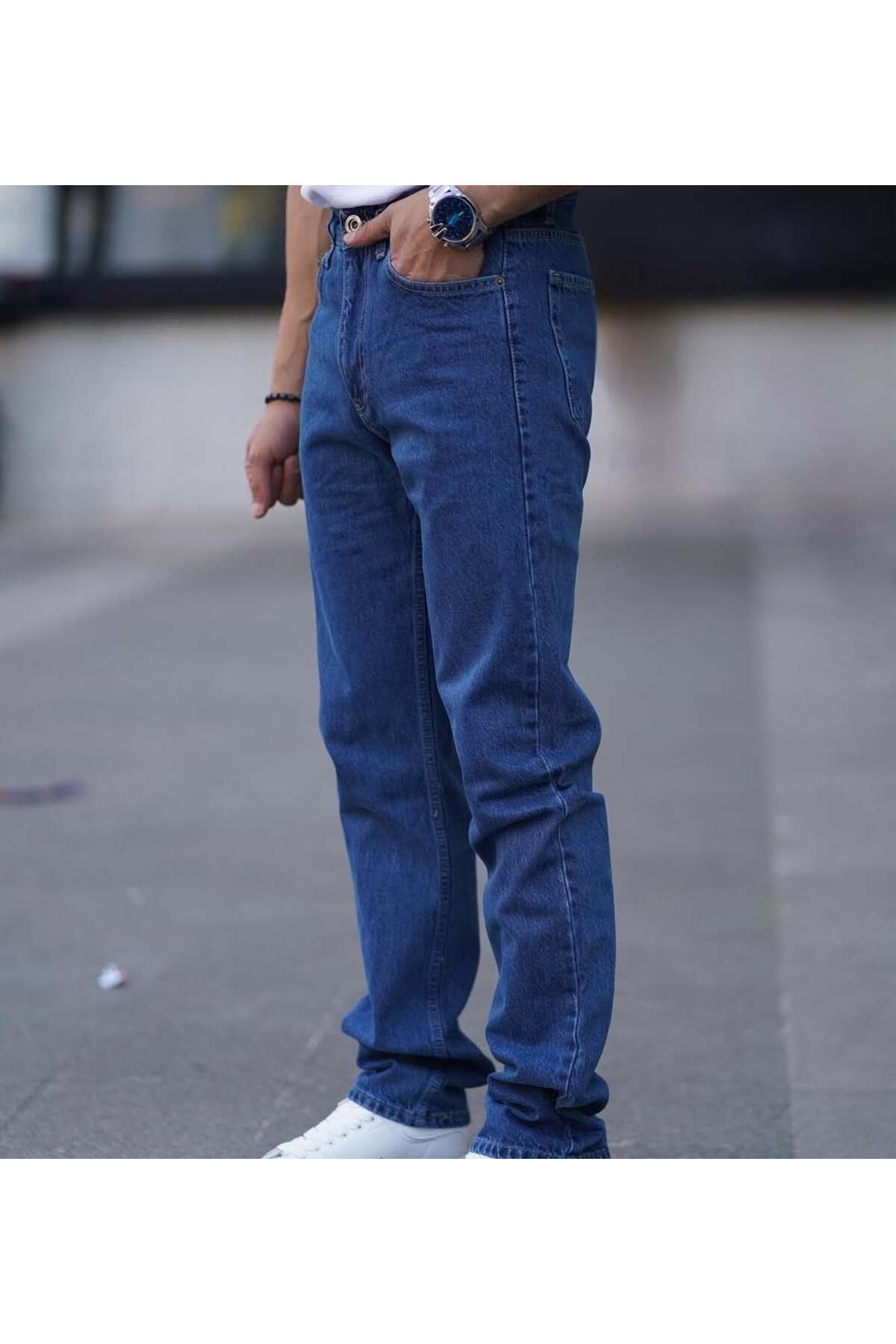DORAJEANS ERKEK BEYAZ YIKAMALI BAGGY FİT PANTOLON