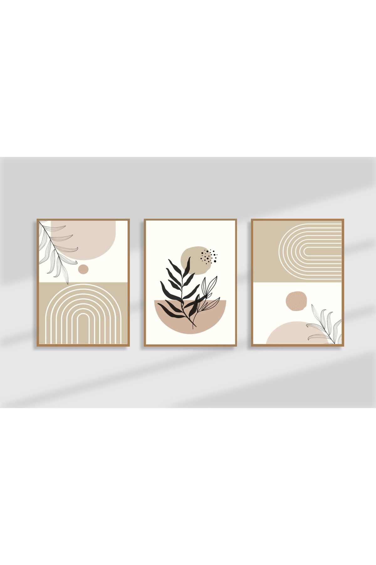 Tuba Decor 3 Parça Ahşap Çerçeve Görünümlü MDF Poster Tablo Seti