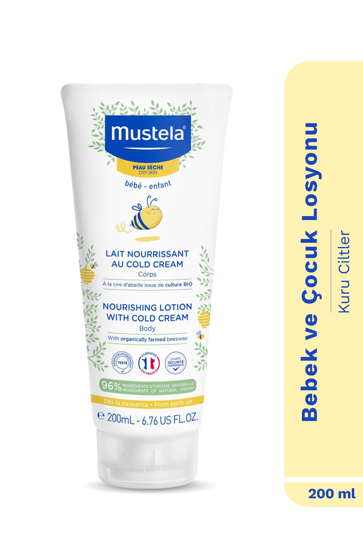 Mustela %96 Doğal Içerikli Kuru Cilt Cold Cream Içeren Besleyici Nemlendirici Vücut Losyon Bebek Çocuk 200ml