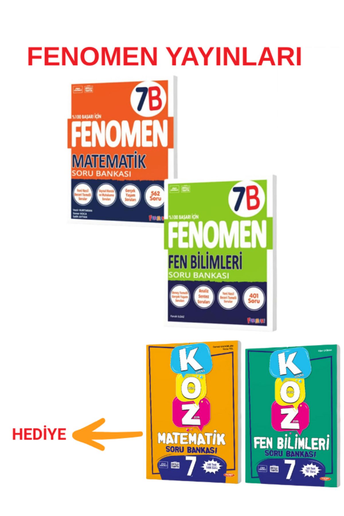 Fenomen Yayıncılık Gama Yayınları FENOMEN 7.SINIF MATEMATİK B ve FEN BİLİMLERİ B SORU BANKASI
