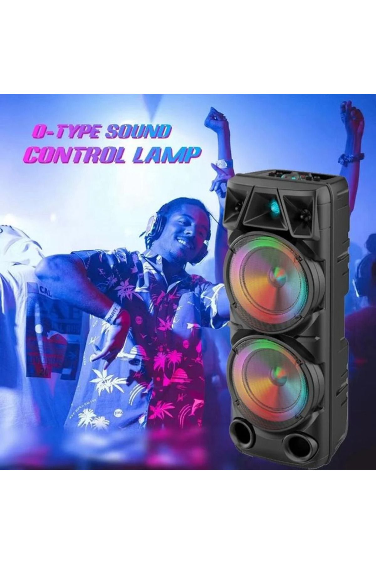 Primo Plus-ZQS8210 Bluetooth Speaker with Rechargeable Battery and RGB Lighting, Supports TWS,FM, USB, with MIC 4