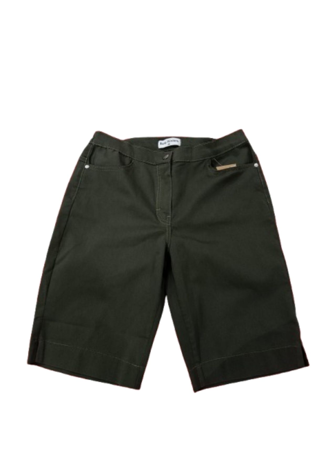ZY BUTİK Haki Beli Lastikli İnce Gabardin Şehir Boy Kot Şort