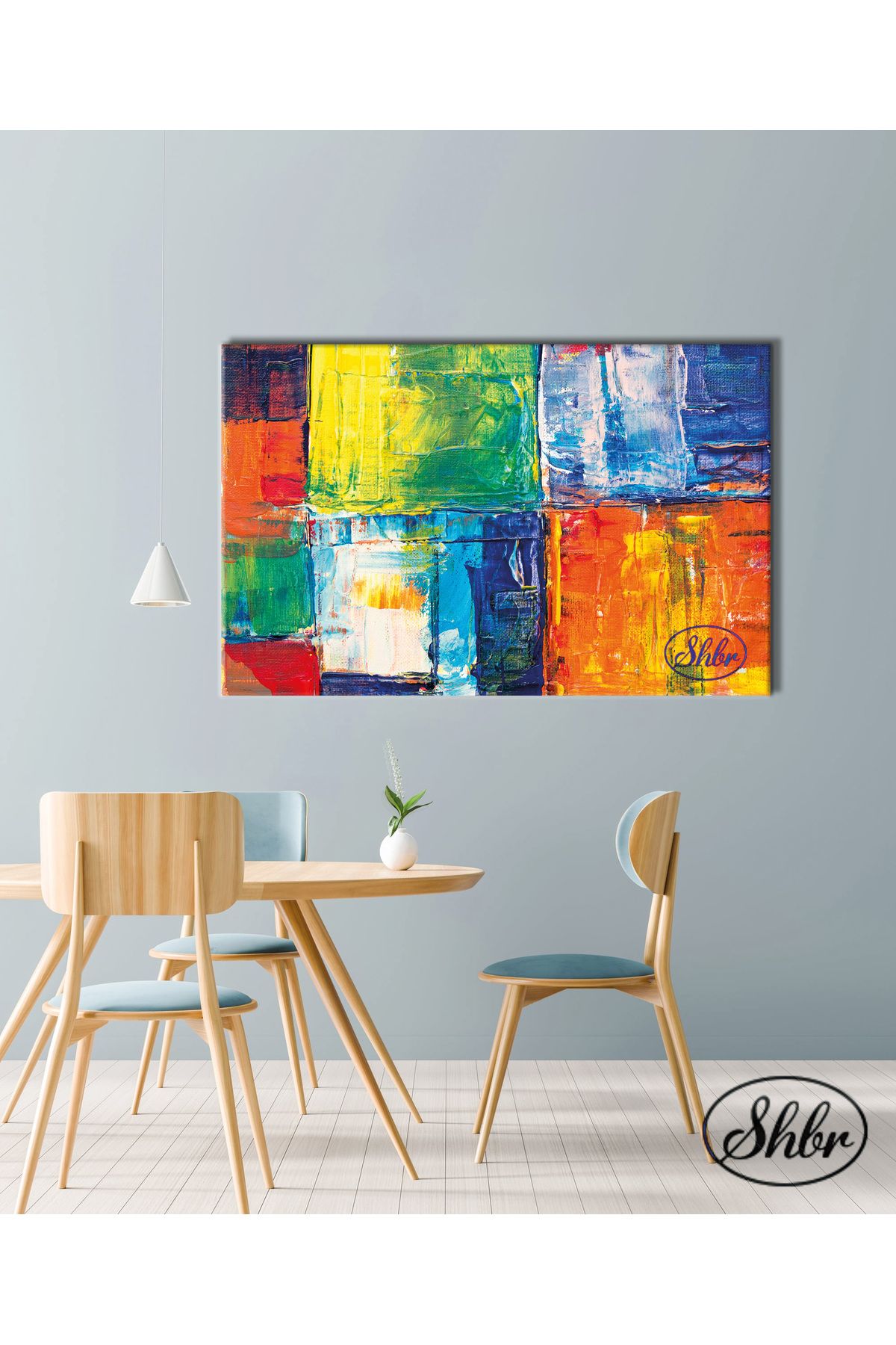 Şehber Tekli Yatay Kanvas Tablo Soyut, Pastel Renkler, Yağlı Boya Effektli, Dekoratif Kanvas Duvar Tablosu