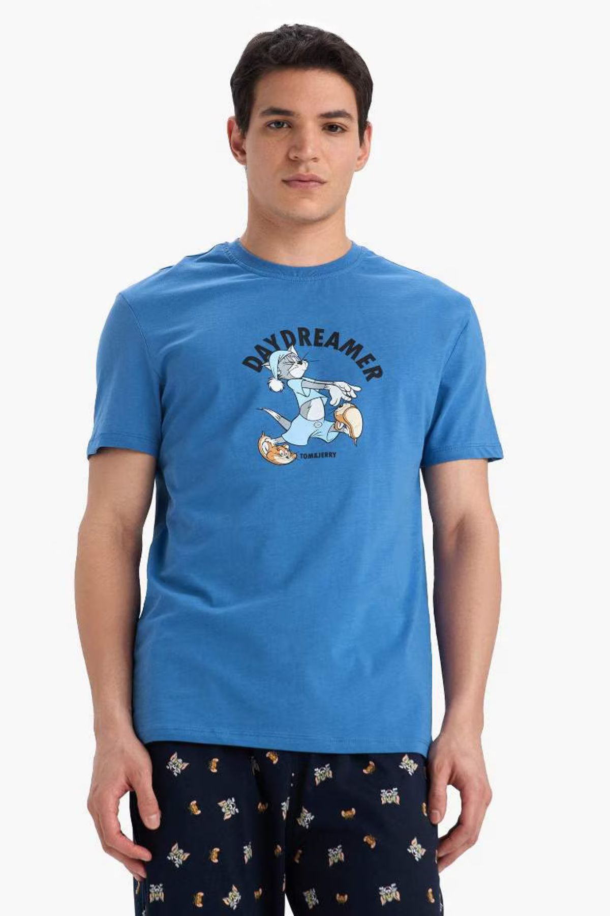 DeFacto-Tom & Jerry Pajamas Set Short Sleeve Top Long Bottom B8658Ax25Sp 4