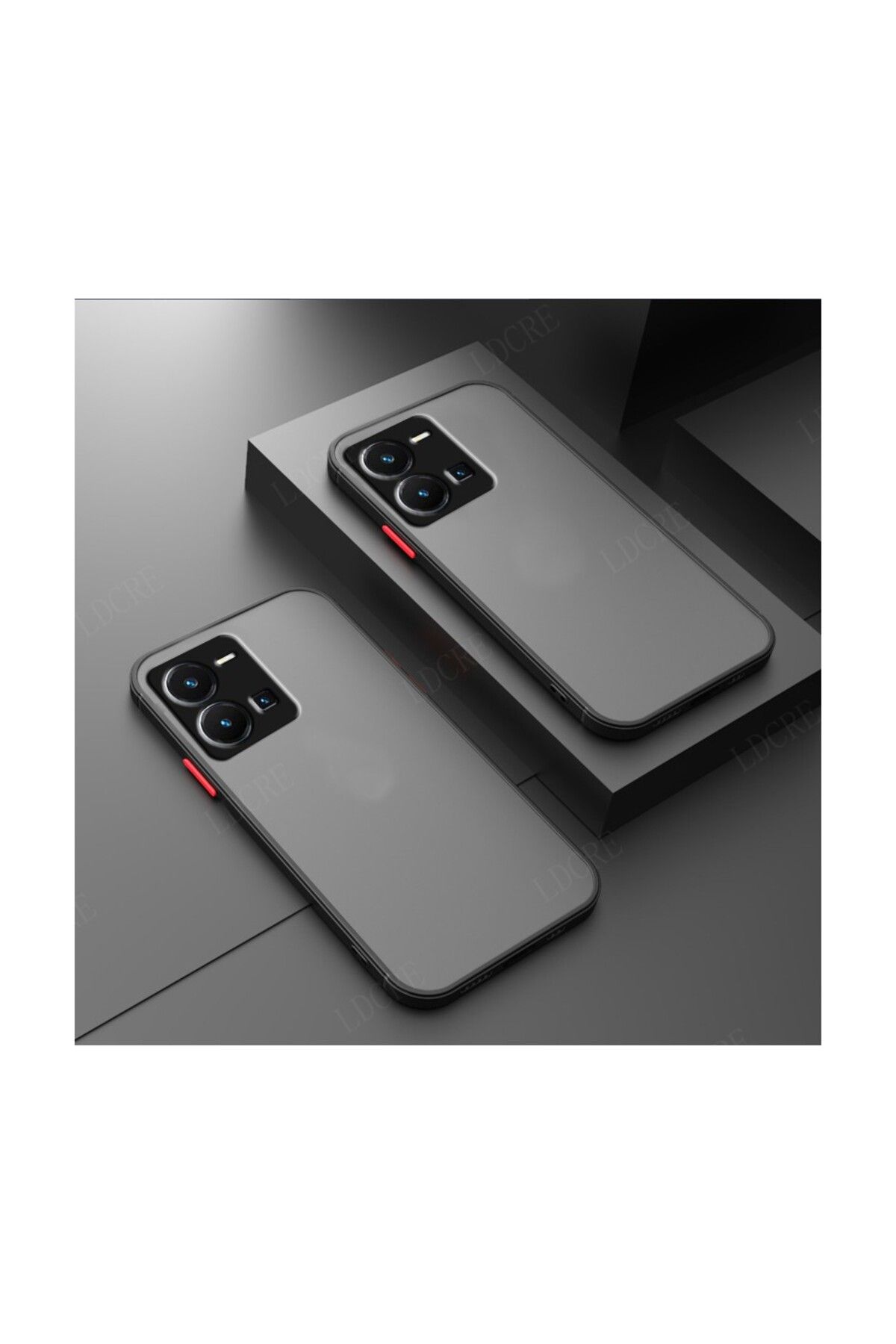 Leybaks Vivo Y22S Kamera Korumalı Mat Arka Yüzey Modern Tasarım Kılıf - Siyah
