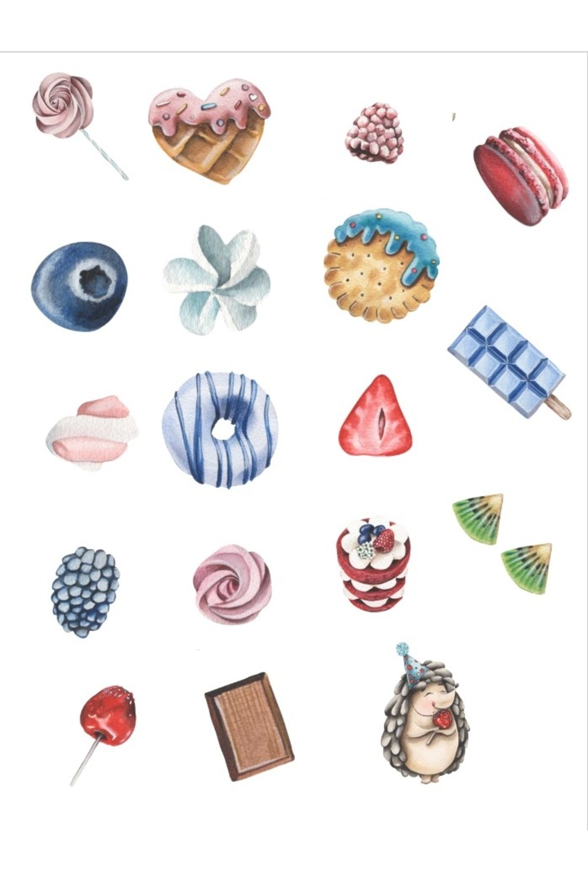 Reysa Tasarım Meyve ve Pastalar Sticker Set
