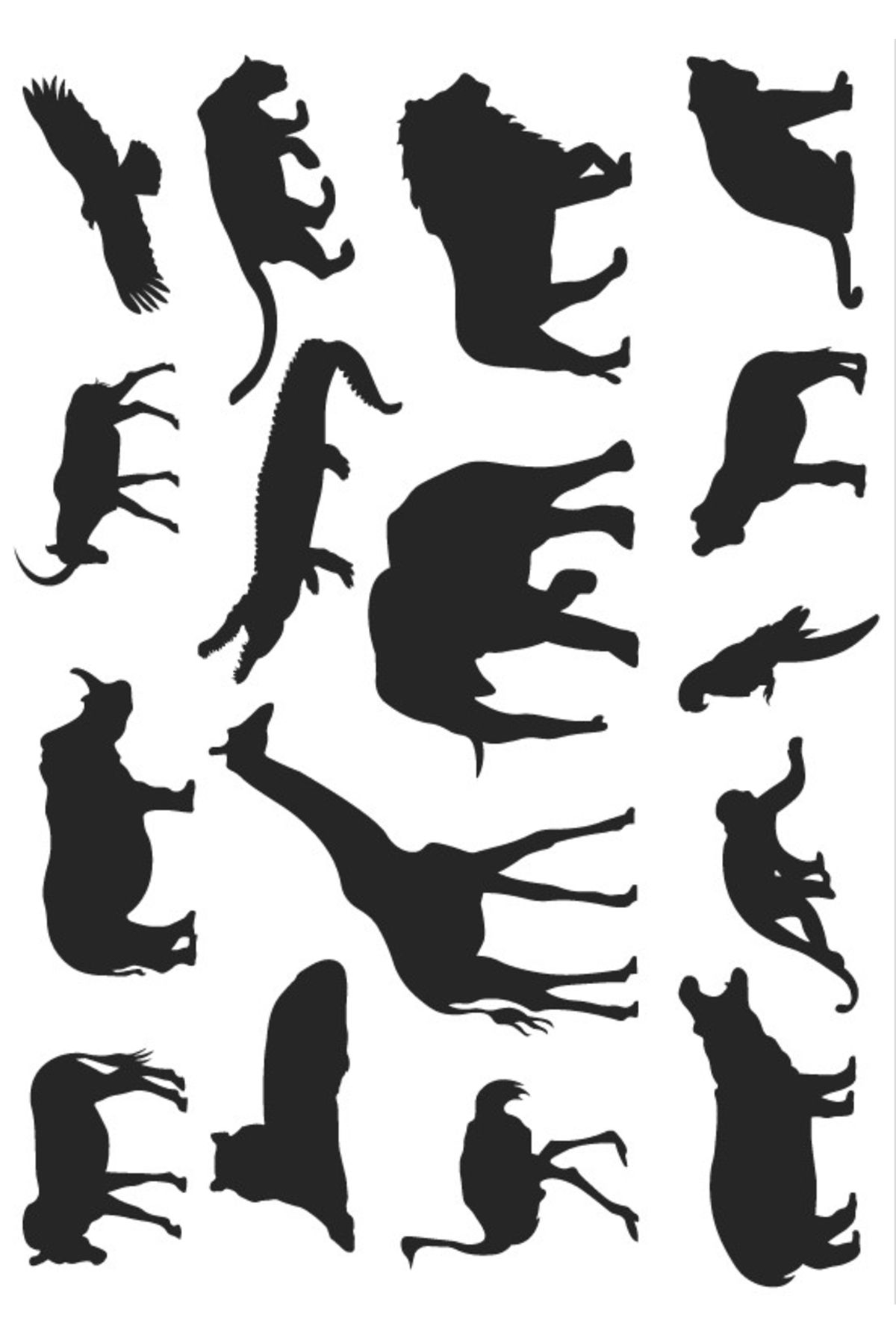 Reysa Tasarım Hayvanlar Siyah Sticker Set