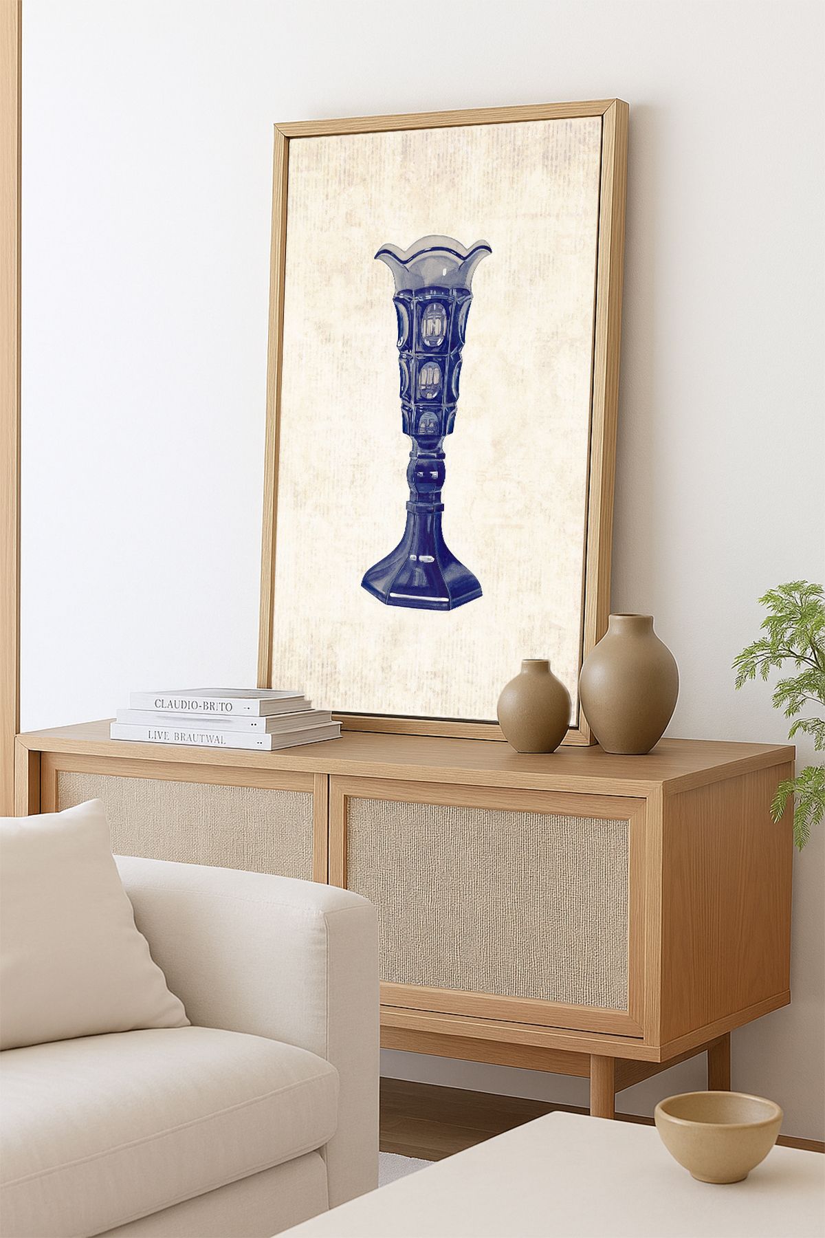 AKSU SANAT Antika Vazo Vintage ÇERÇEVELİ Kanvas Tablo, ÇİFT ÇERÇEVELİ Tablo 1KTBL51