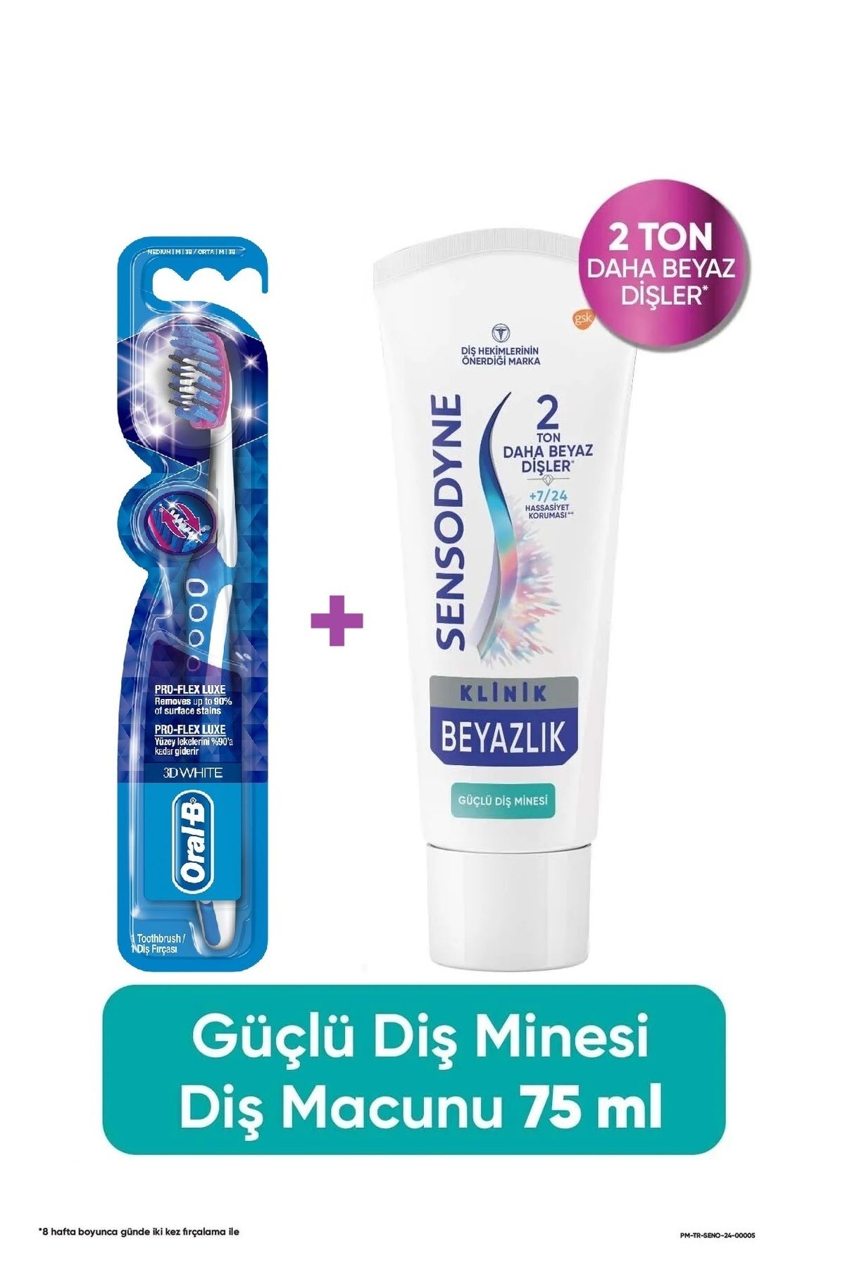 Sensodyne Klinik Beyazlık Güçlü Diş Minesi Diş Macunu 75 ml + Pro Flex 3D White Luxe Medium