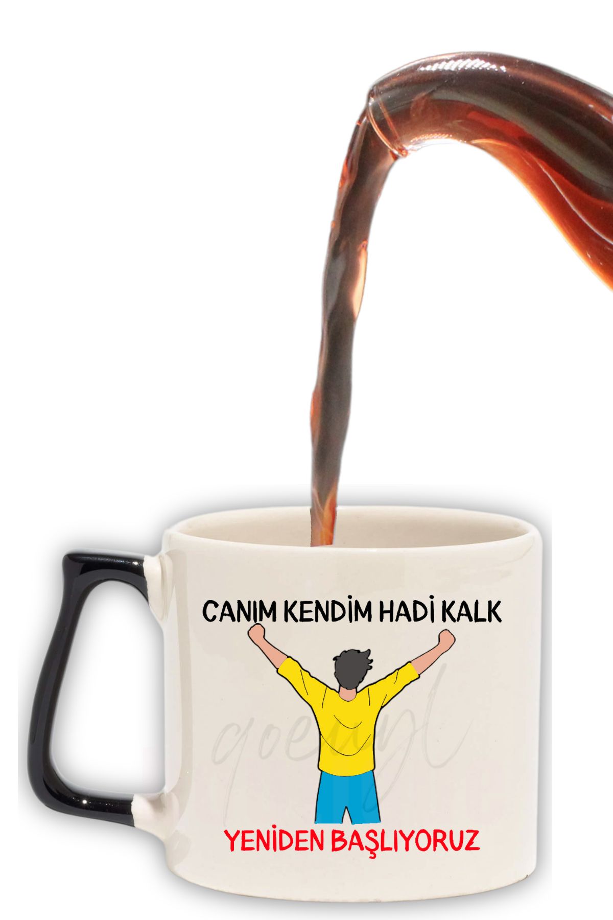 qoeuyl boutique Canım Kendim Hadi Kalk Yeniden Başlıyoruz Baskılı Renkli Kulplu Modern Seramik Motivasyon Kupa