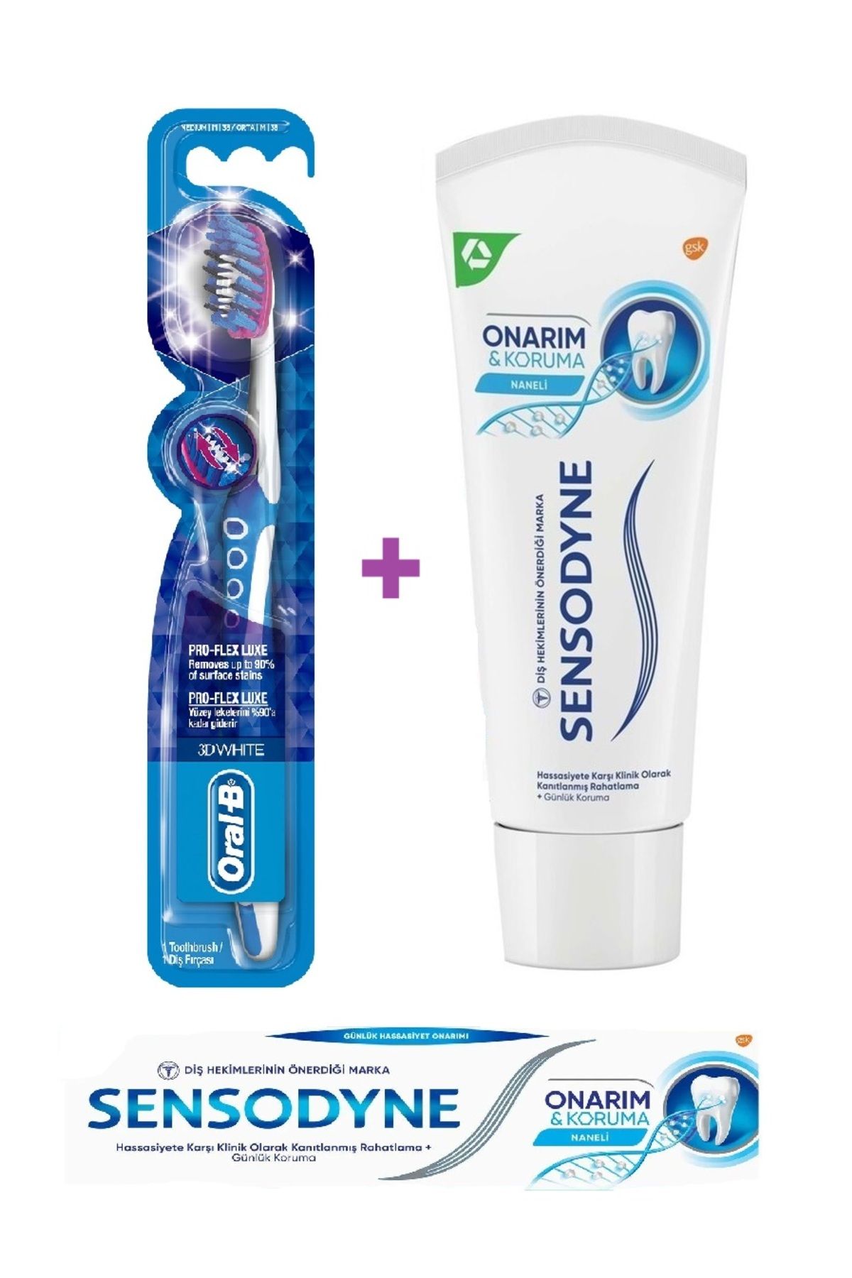Sensodyne Onarım & Koruma Naneli Diş Macunu 75ml + Pro Flex 3D White Luxe Medium Diş Fırçası