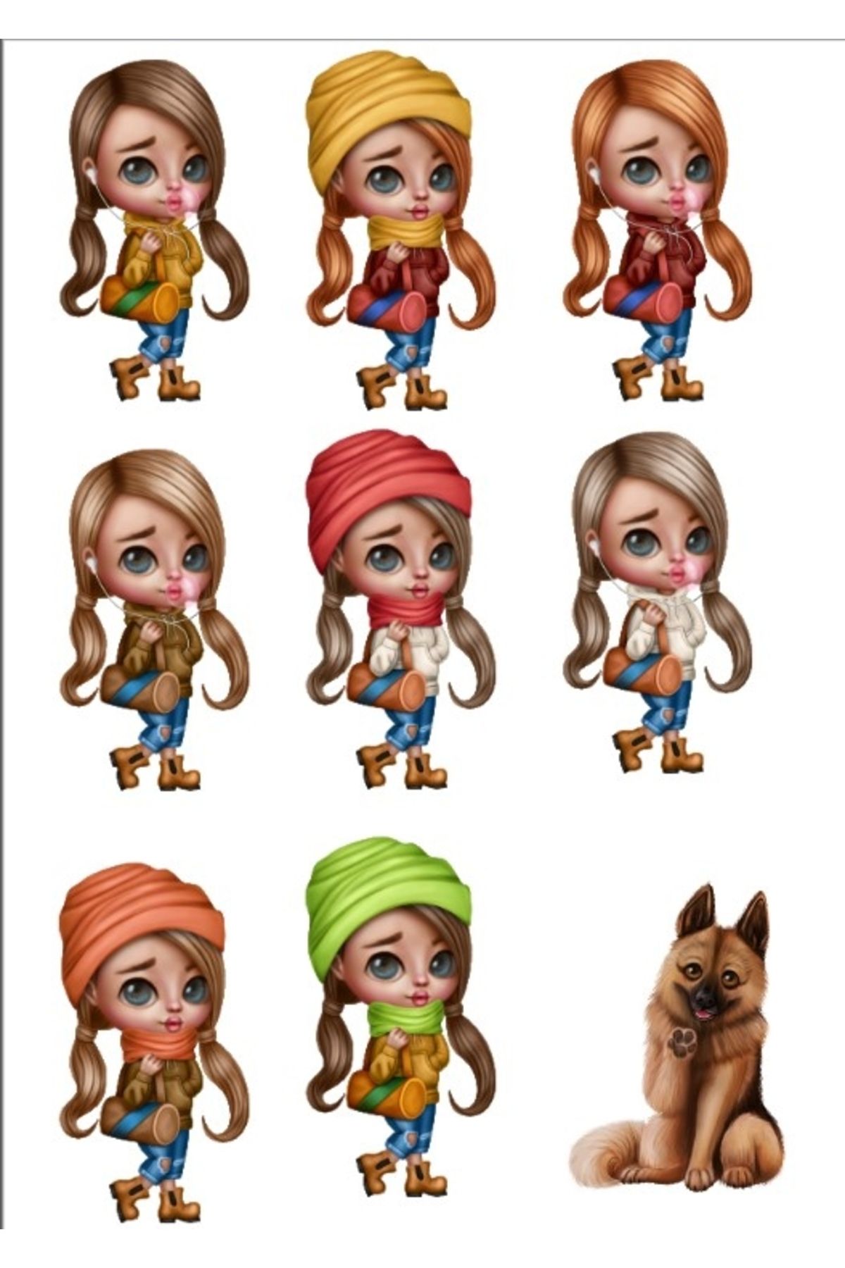 Reysa Tasarım Sevimli Kızlar Sticker Set