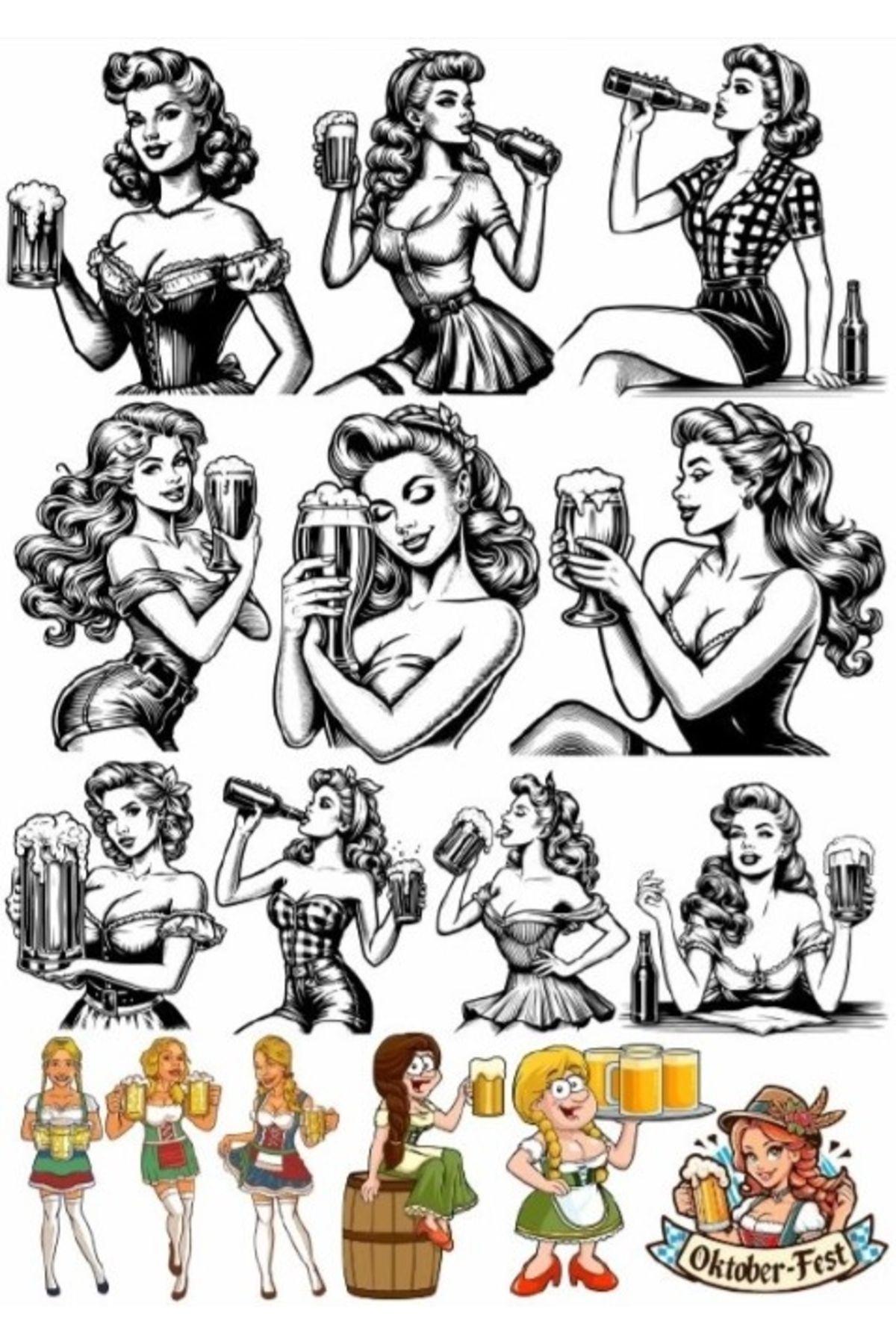 Reysa Tasarım Bira İçen Kız Sticker