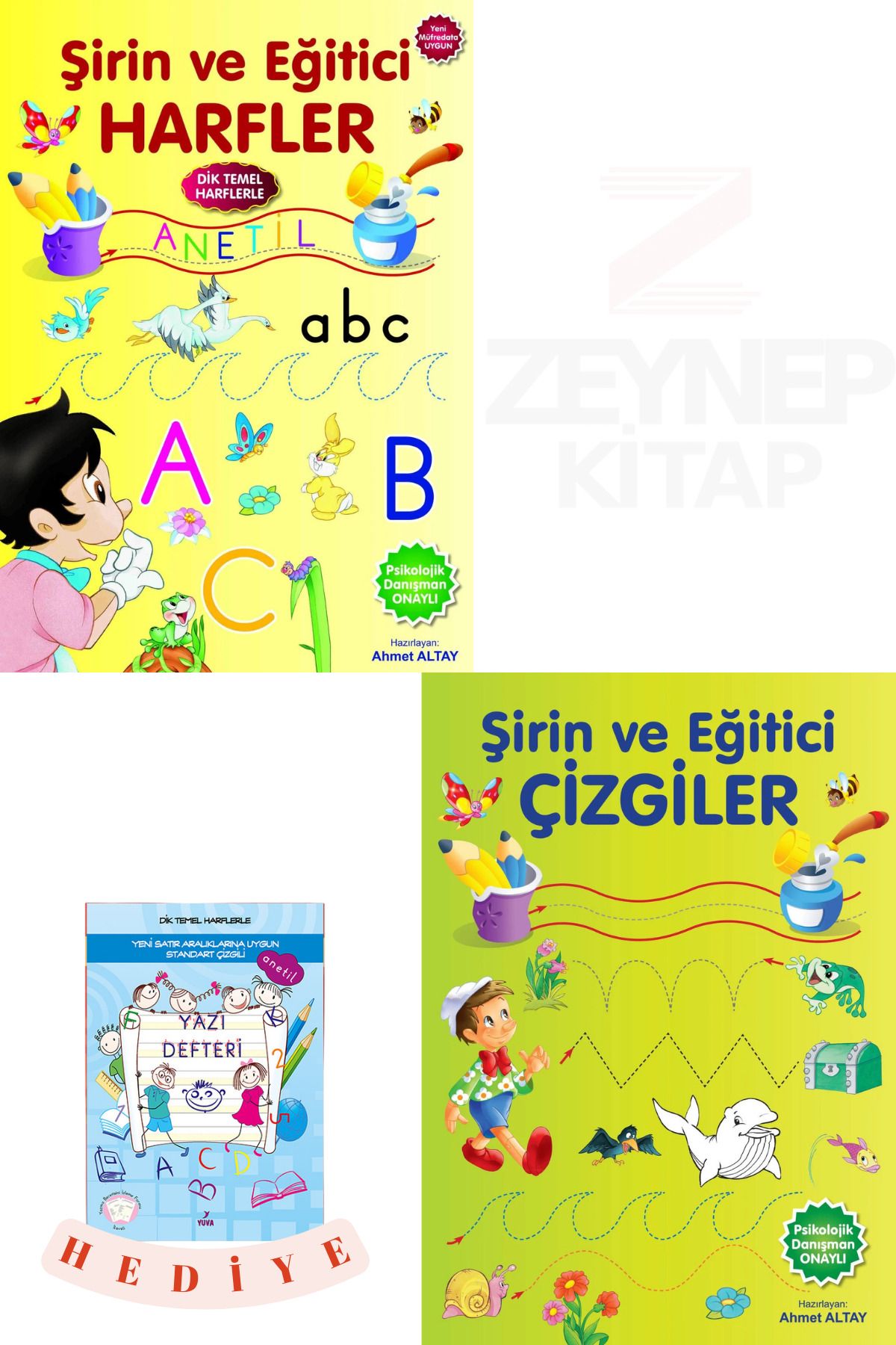 Parıltı Yayınları Şirin ve Eğitici Harfler - Şirin ve Eğitici Çizgiler 2 Kitap Set(Büyük Boy Mavi Yazı Defteri)