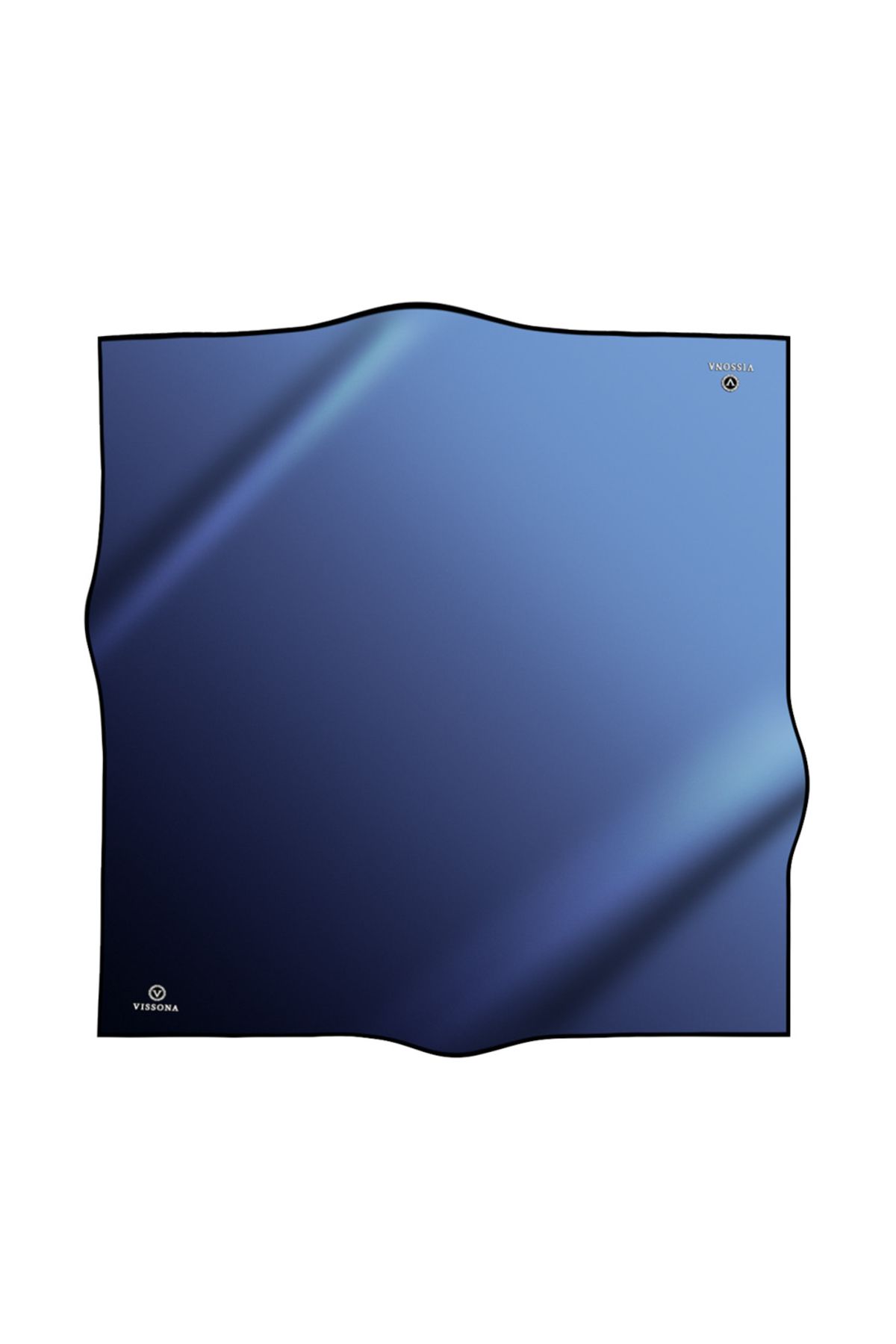 Vissona-90X90 Scarf Planting 100% Twill Silk Navy Blue-Ice Blue Gradient 6