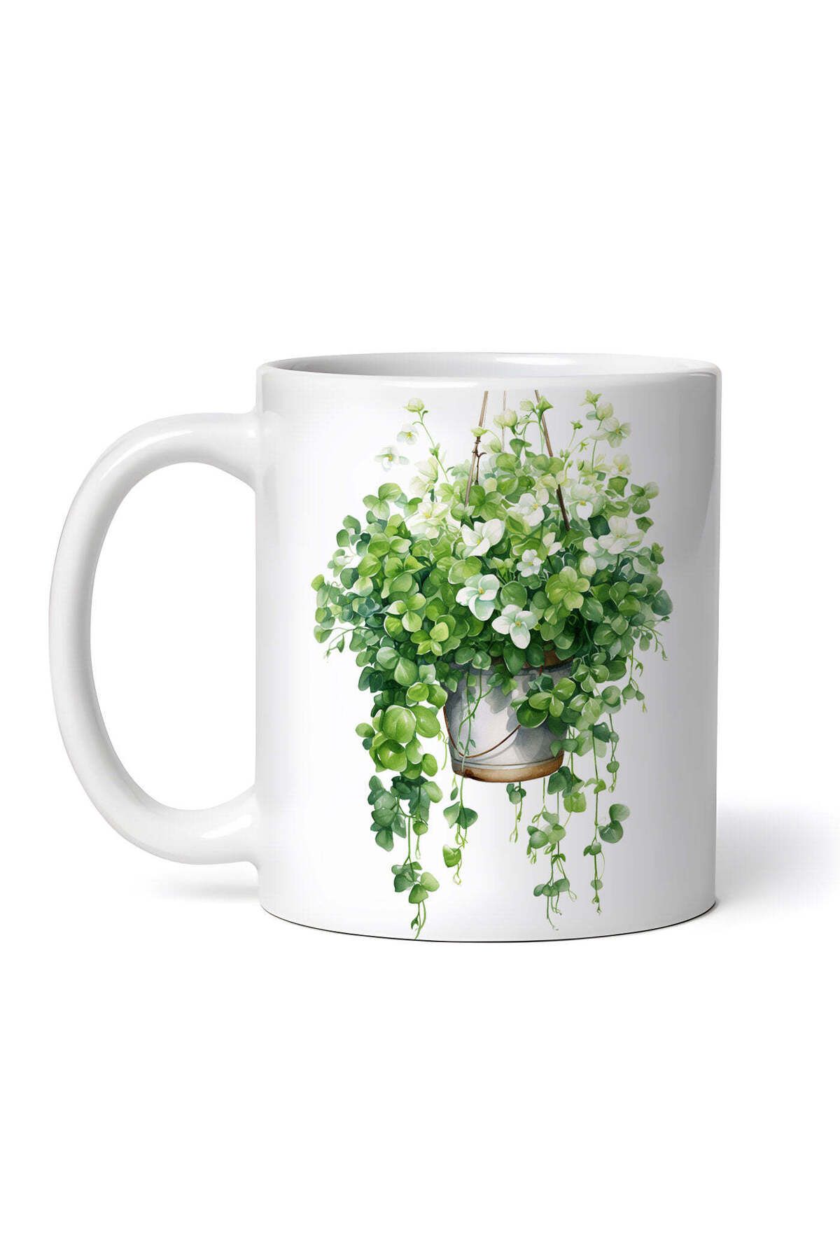 OEM Cană Albă Personalizată, Ghiveci Suspendat Cu Flori Albe, Inovatix . 330ml - One Size