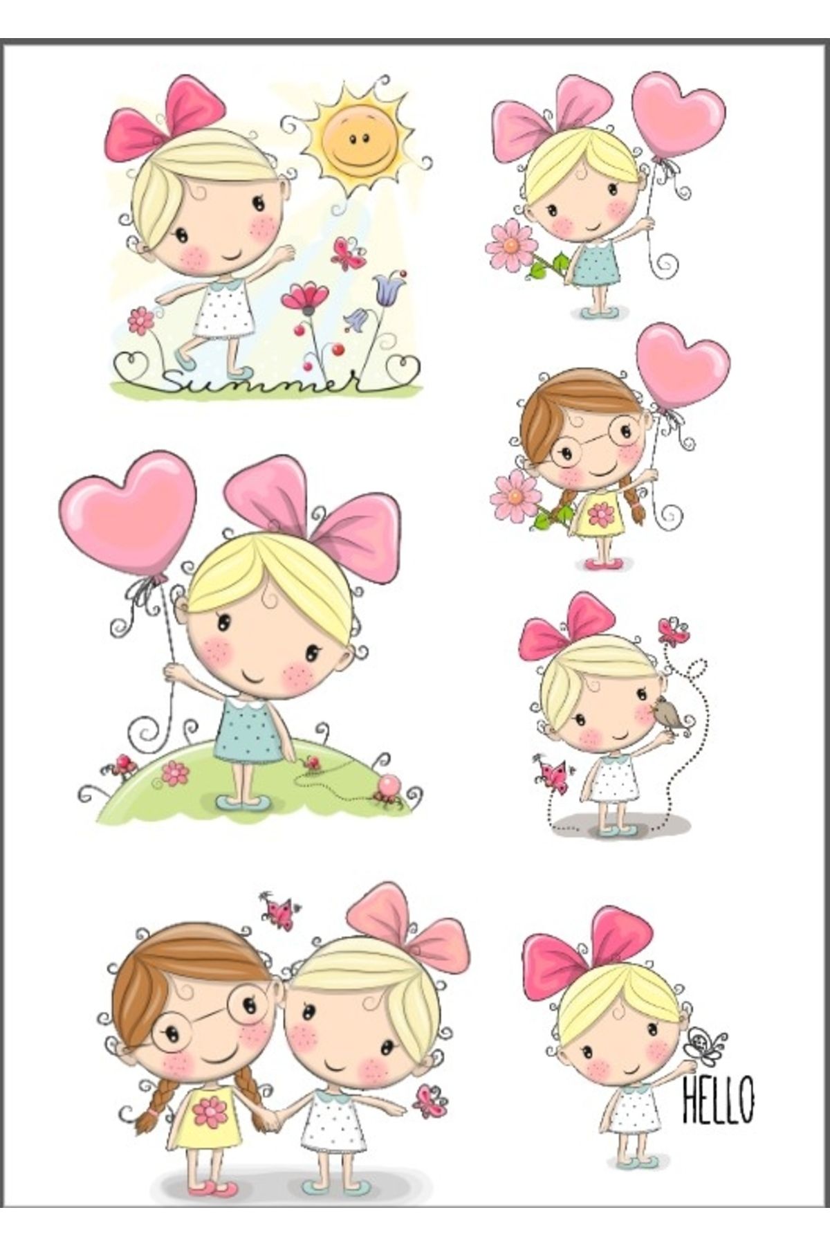 Reysa Tasarım Sevimli Kızlar Sticker Set