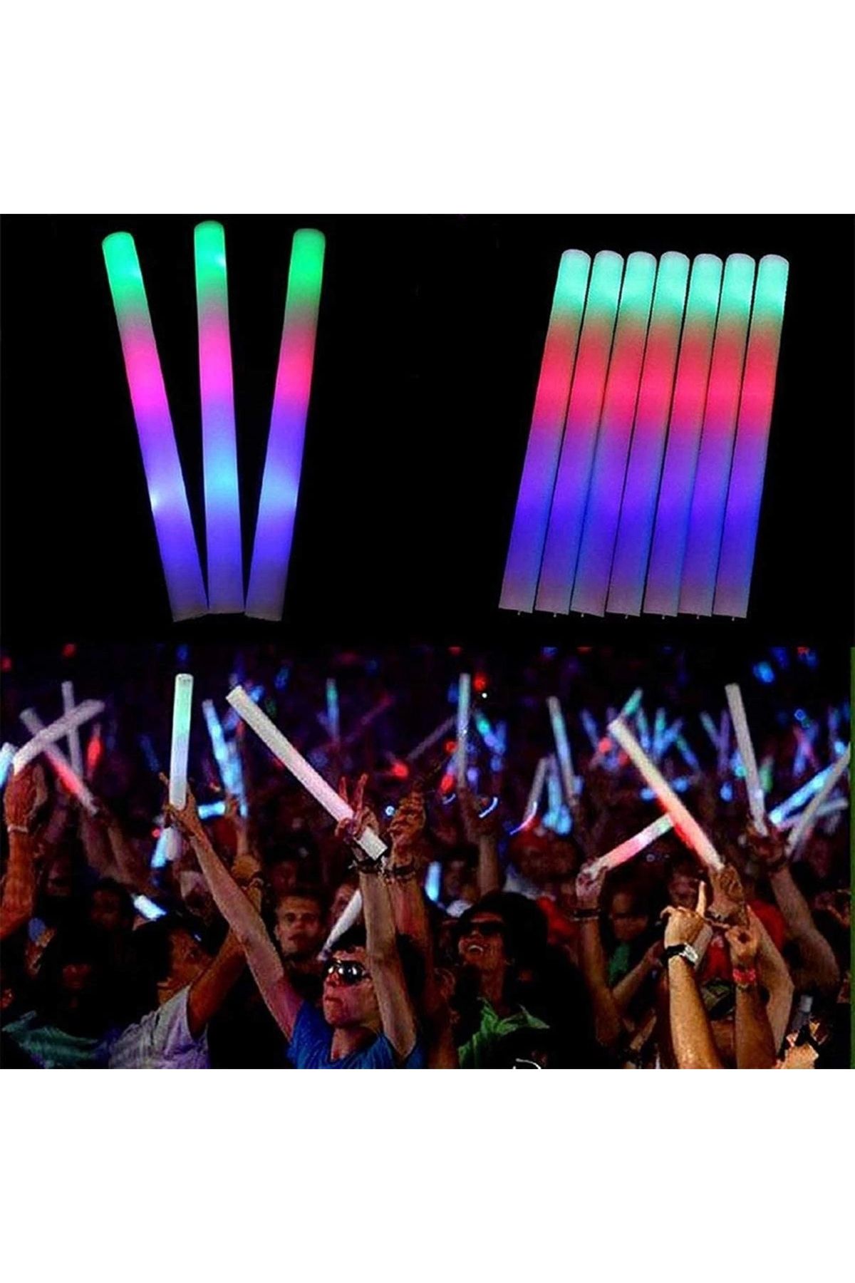 PRATİKOBA Led Işıklı Rengarenk Sünger Parti Çubuk
