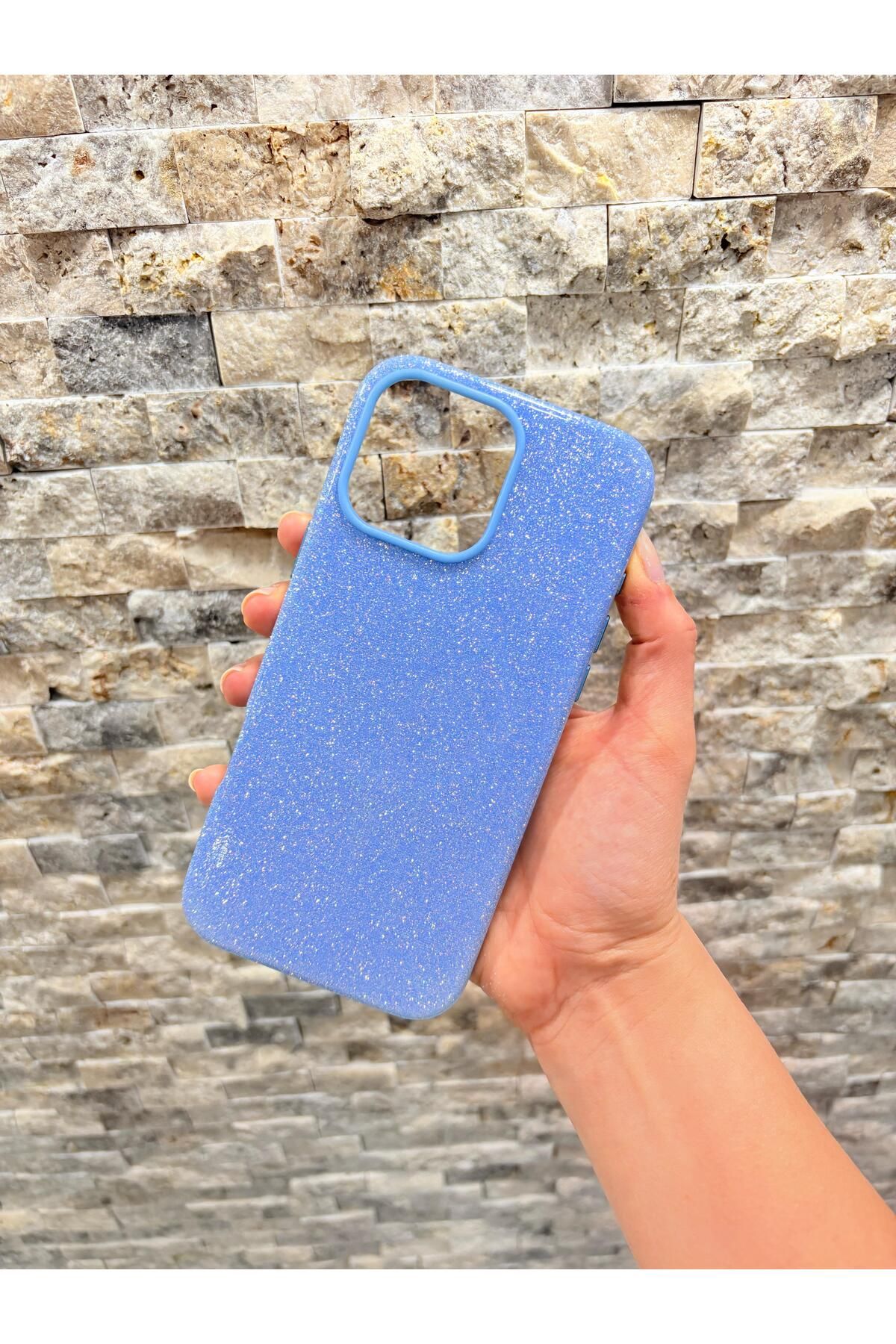 Store Iphone 16 Pro Max Uyumlu Simli ve Mavi Renkli MagSafe Özellikli Orijinal Kılıf