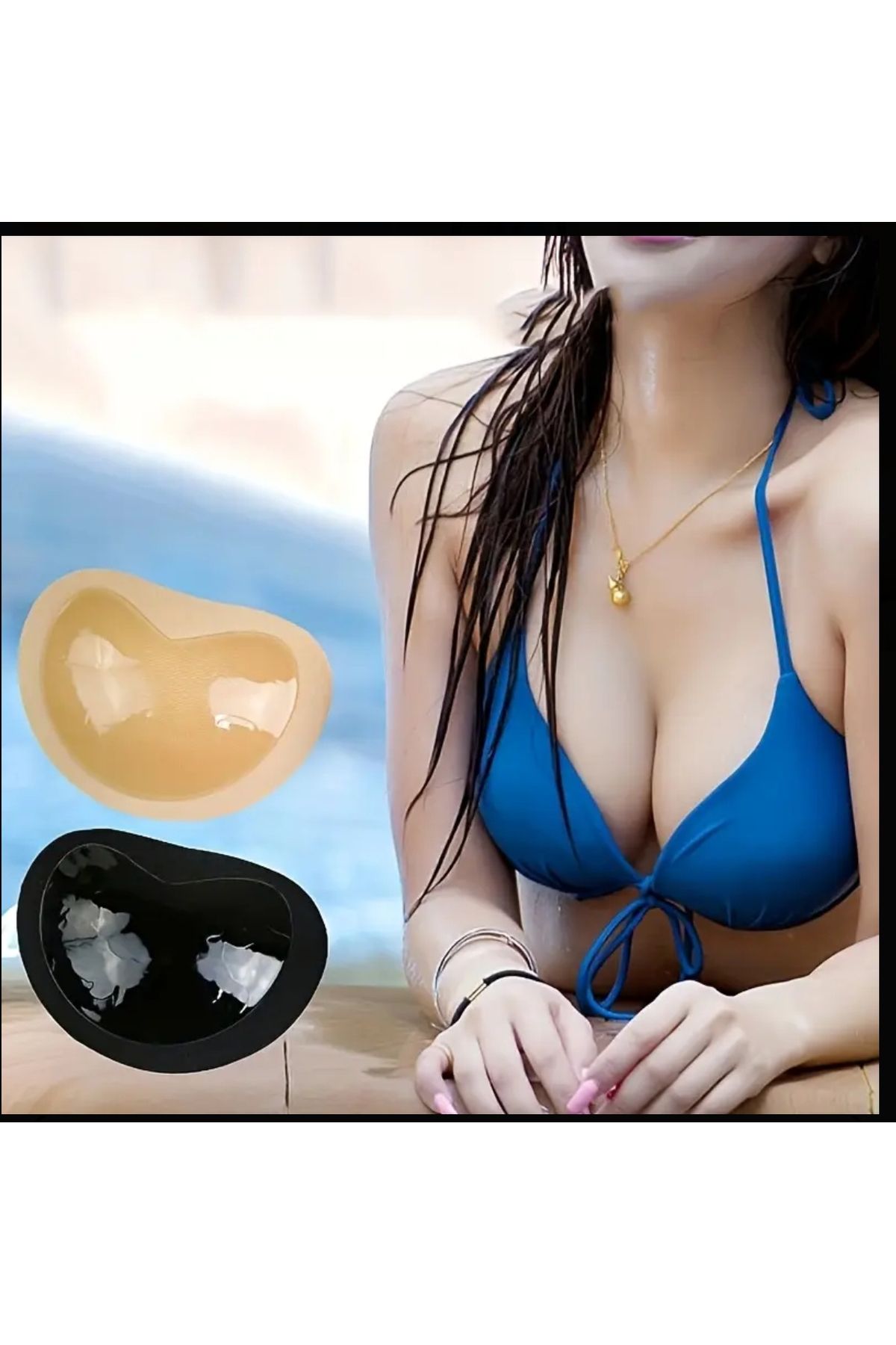 Nilgün Ten silikon yapışkanlı mayo bikini üçgen sütyen pedi kaldırıcı ped Mayo veya sütyende
