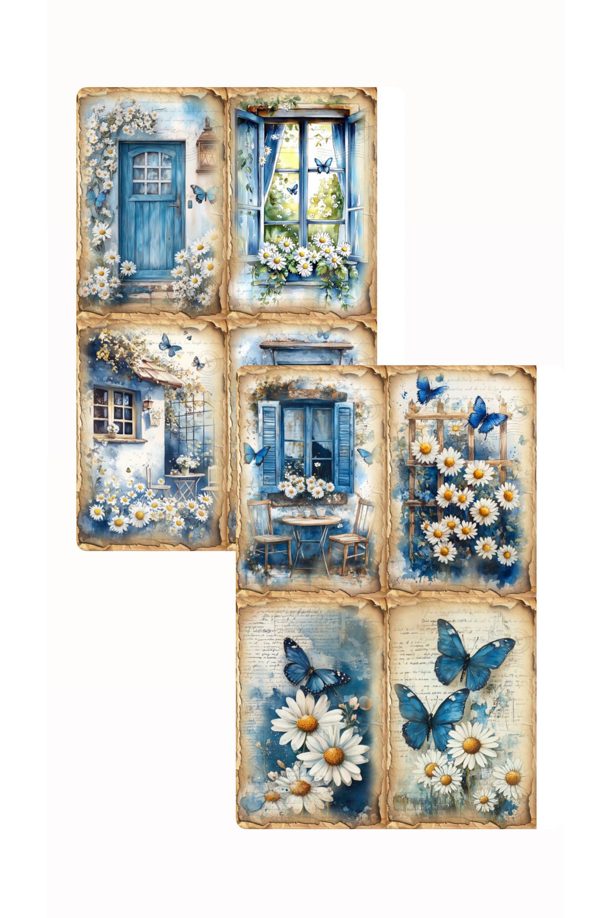 aysaplanner Mavi Papatya Yapışkanlı Journal Scrapbook Kağıtlar