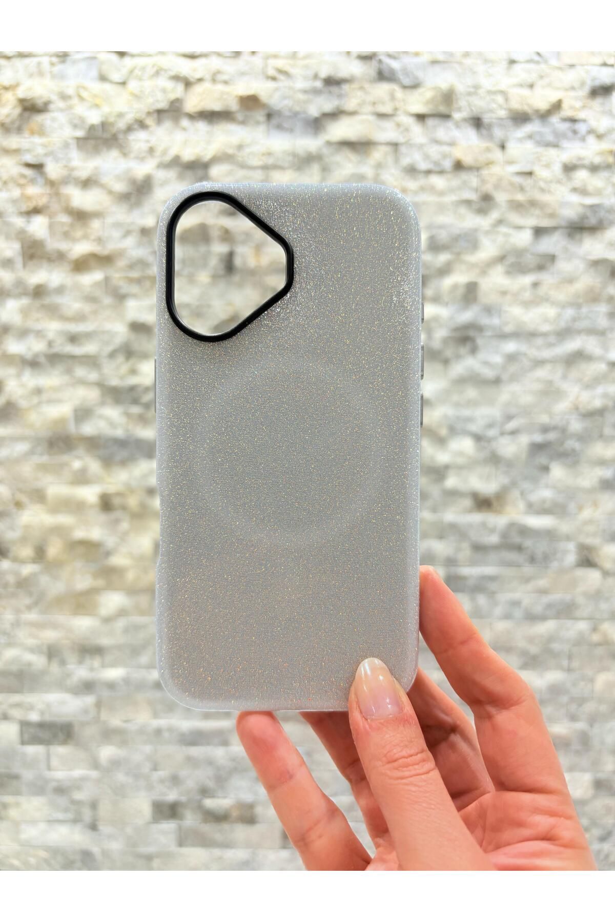 Store Iphone 16 Uyumlu Simli ve Gri Renkli MagSafe Özellikli Orijinal Kılıf