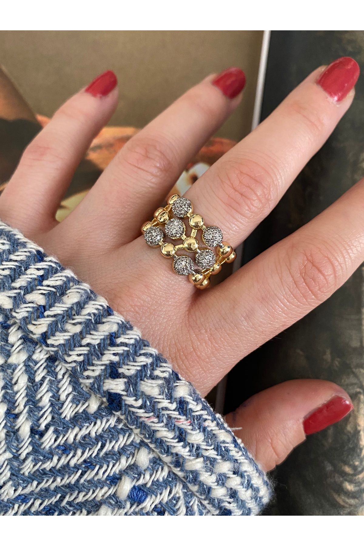 Pinery Jewels 3 Sıra Toplu Alttan Ayarlamalı Kadın Yüzük