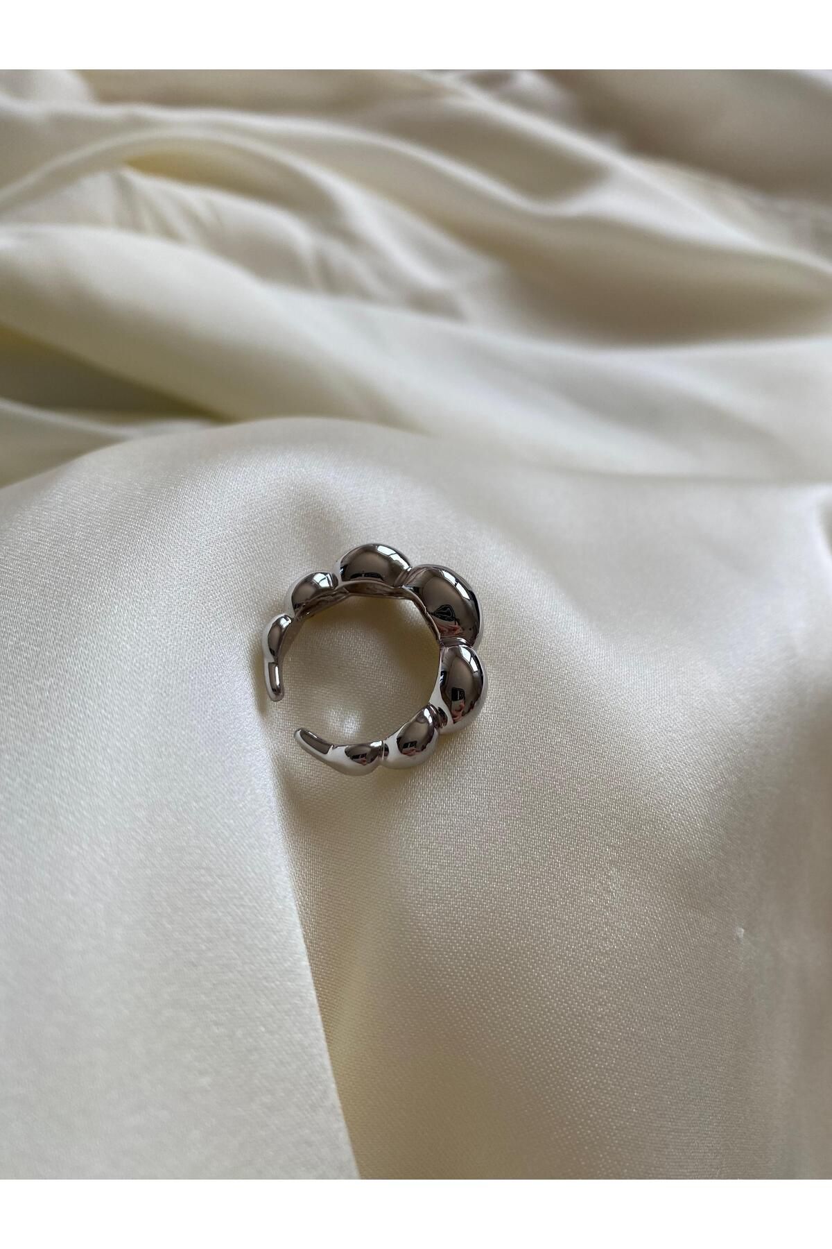 NUESSA Minimalist Tasarım Ayarlanabilir Gümüş Yüzük