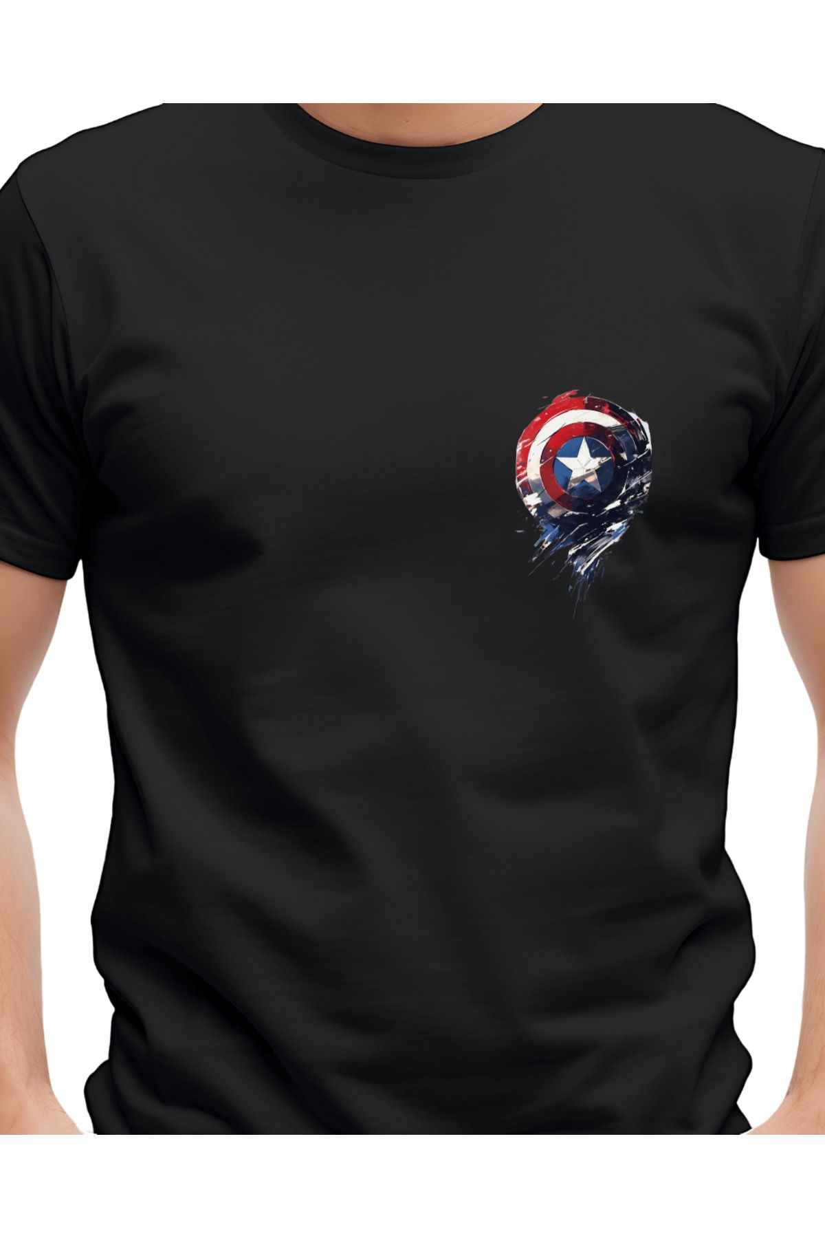 Ebiidesign Captain Amerika Kalkanı Tasarımlı Baskılı T-Shirt