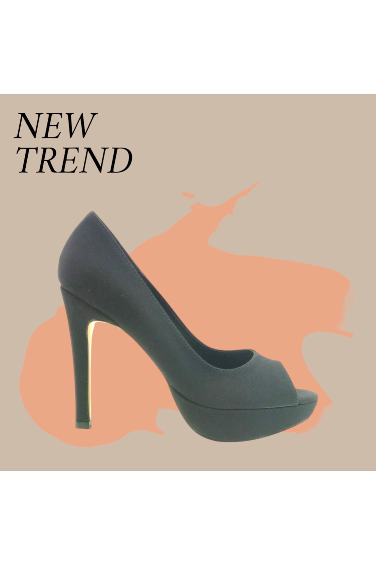 Escarpinshoes KADIN TOPUKLU PLATFORMLU BURNU AÇIK ABİYE ŞIK AYAKKABI