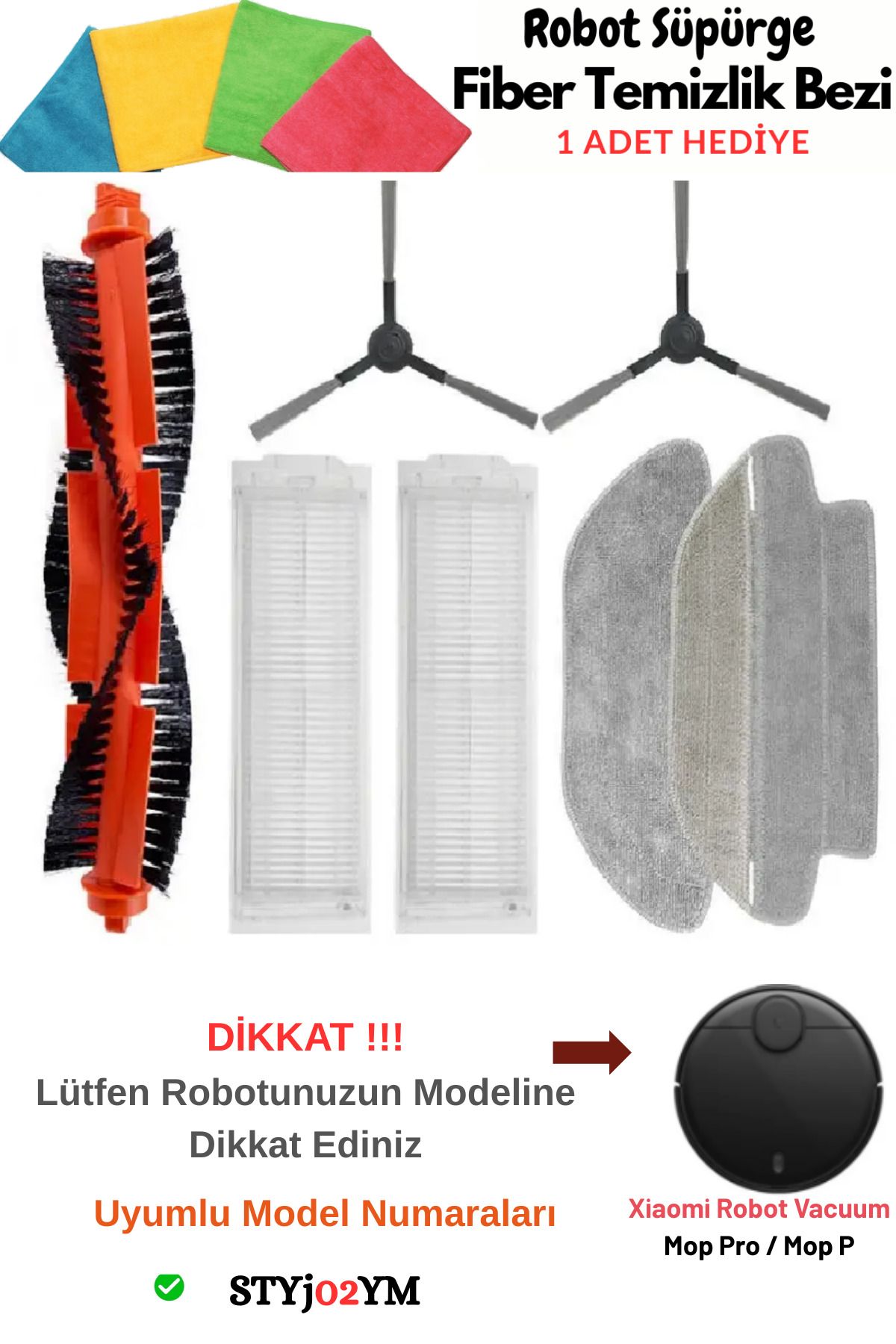 Xiaomi Mi Robot Vacuum Mop Pro Model No,STYj02YM,Vacuum Mop P Robot Süpürge Uyumlu 7 li Yedek Parça Seti