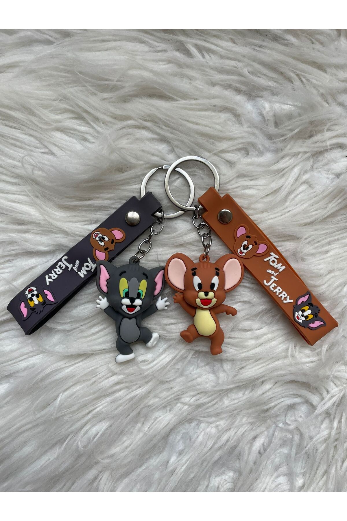 Minik Tutku Tom & Jerry 3D Silikon Çift Anahtarlığı, Sevgili Anahtarlık Ve Çanta Aksesuarı (2 Adet)