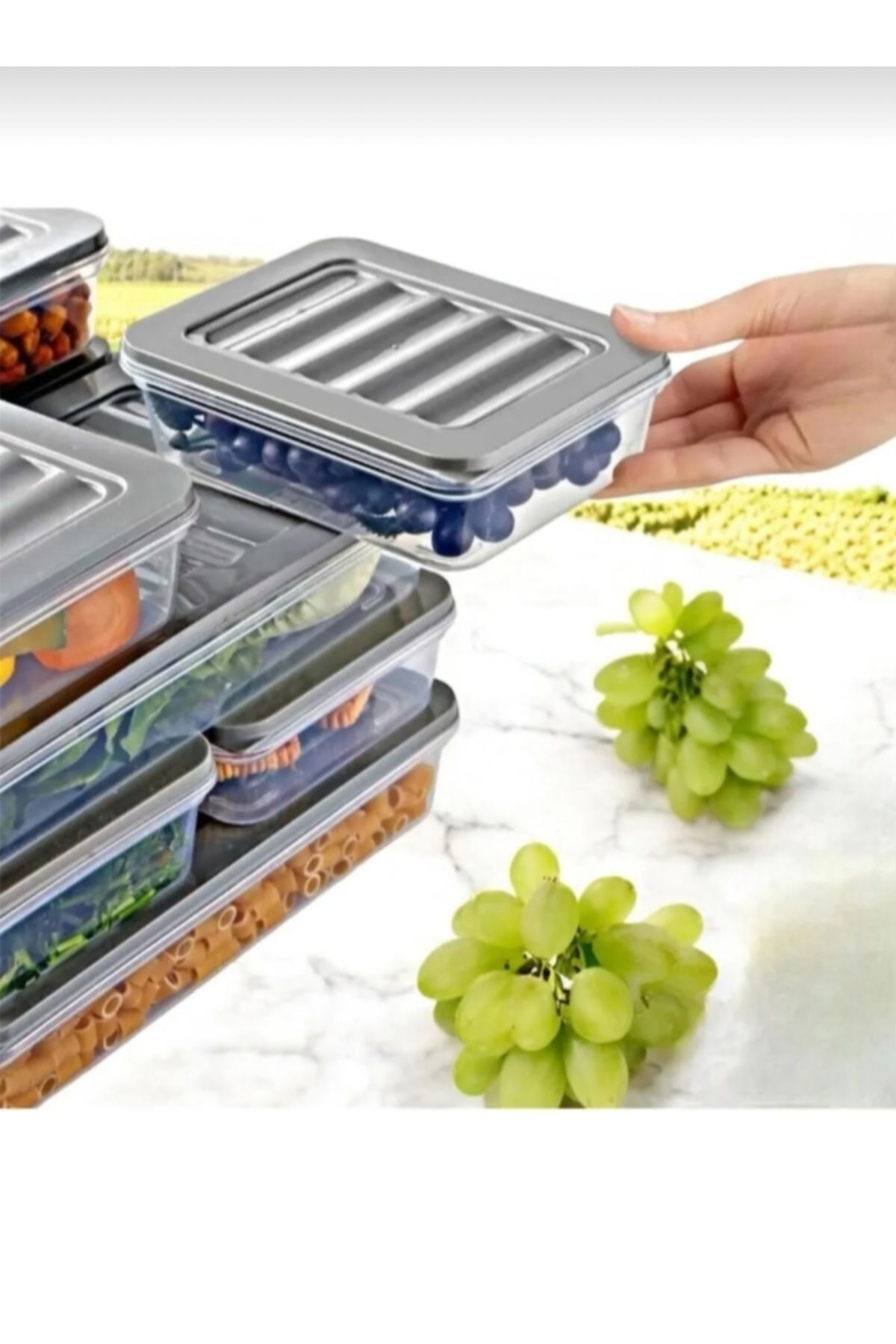 VİZYON-Picnic Storage Container Refrigerator Organizer Icebox Organizer Storage Container 6