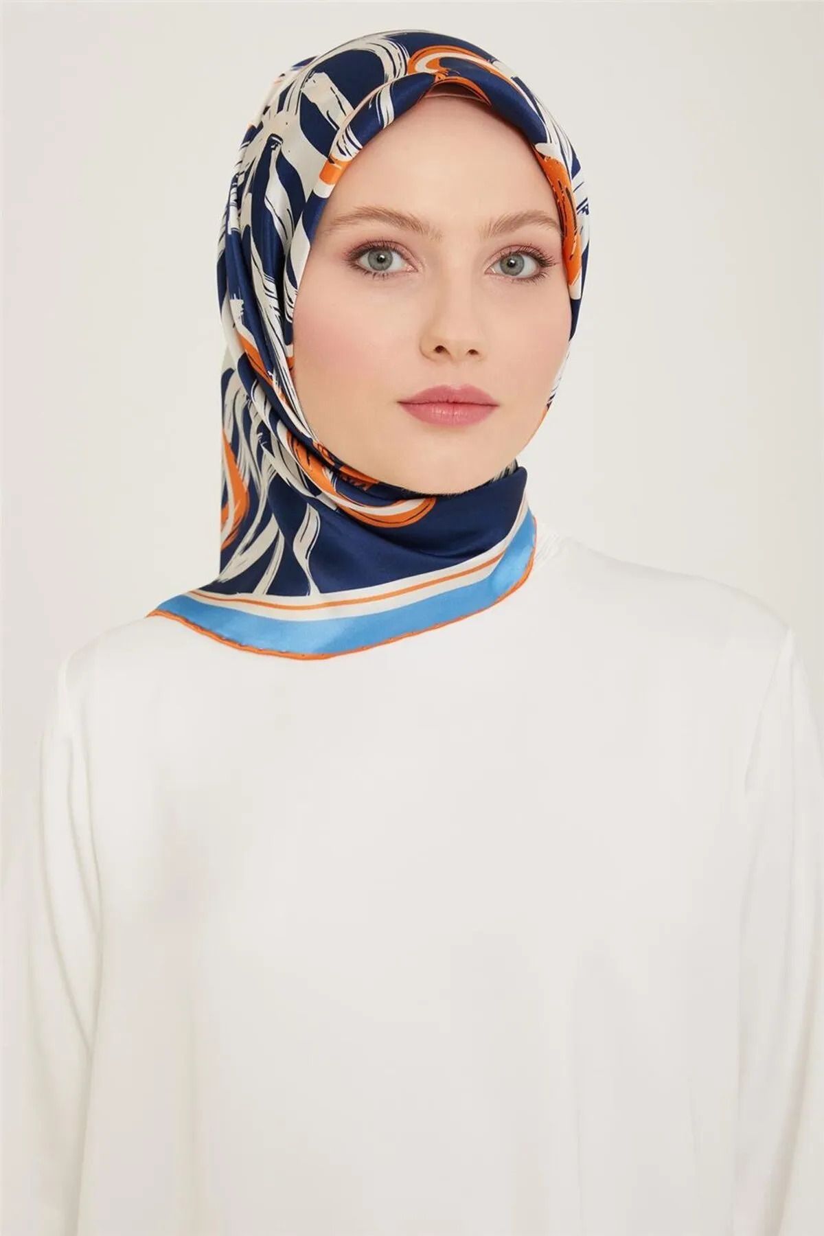 Armine Sura İpek Eşarp 91234D (S ) 90 x 90 Mavi - 83
