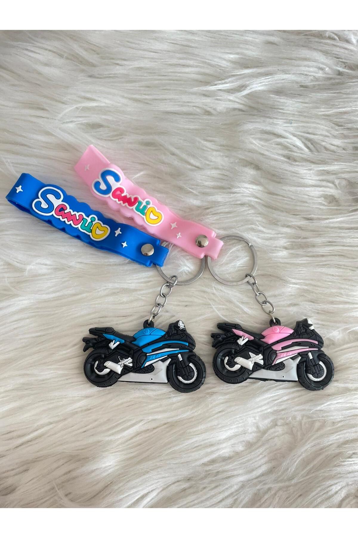 Minik Tutku 3D Motor Anahtarlık 2'li - Mavi & Pembe Renk