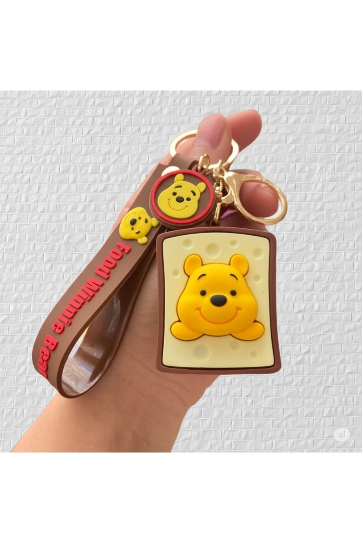 Mimi Aksesuar 3D Lüks Büyük Boy (Winnie The Pooh) Silikon Anahtarlık & Çanta Aksesuarı Süs