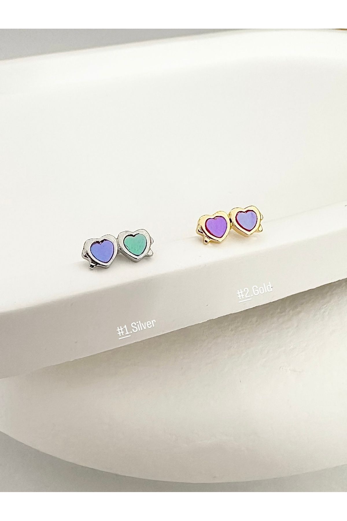 My Bellas Jewels Cerrahi Çelik Renk Değiştiren Mineli Gözlük Piercing,Tragus, Küpe (1 Adet)