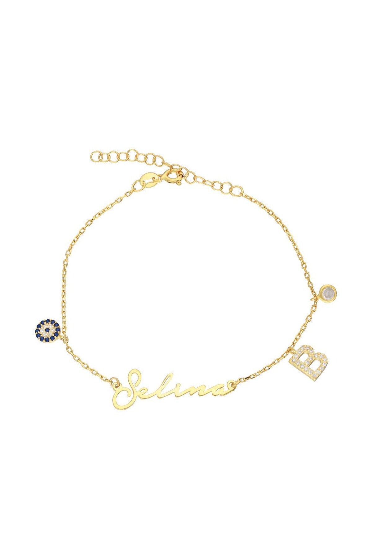 beonejewelry HARFLİ VE NAZARLI NOTERA BİLEKLİK | 925 GÜMÜŞ