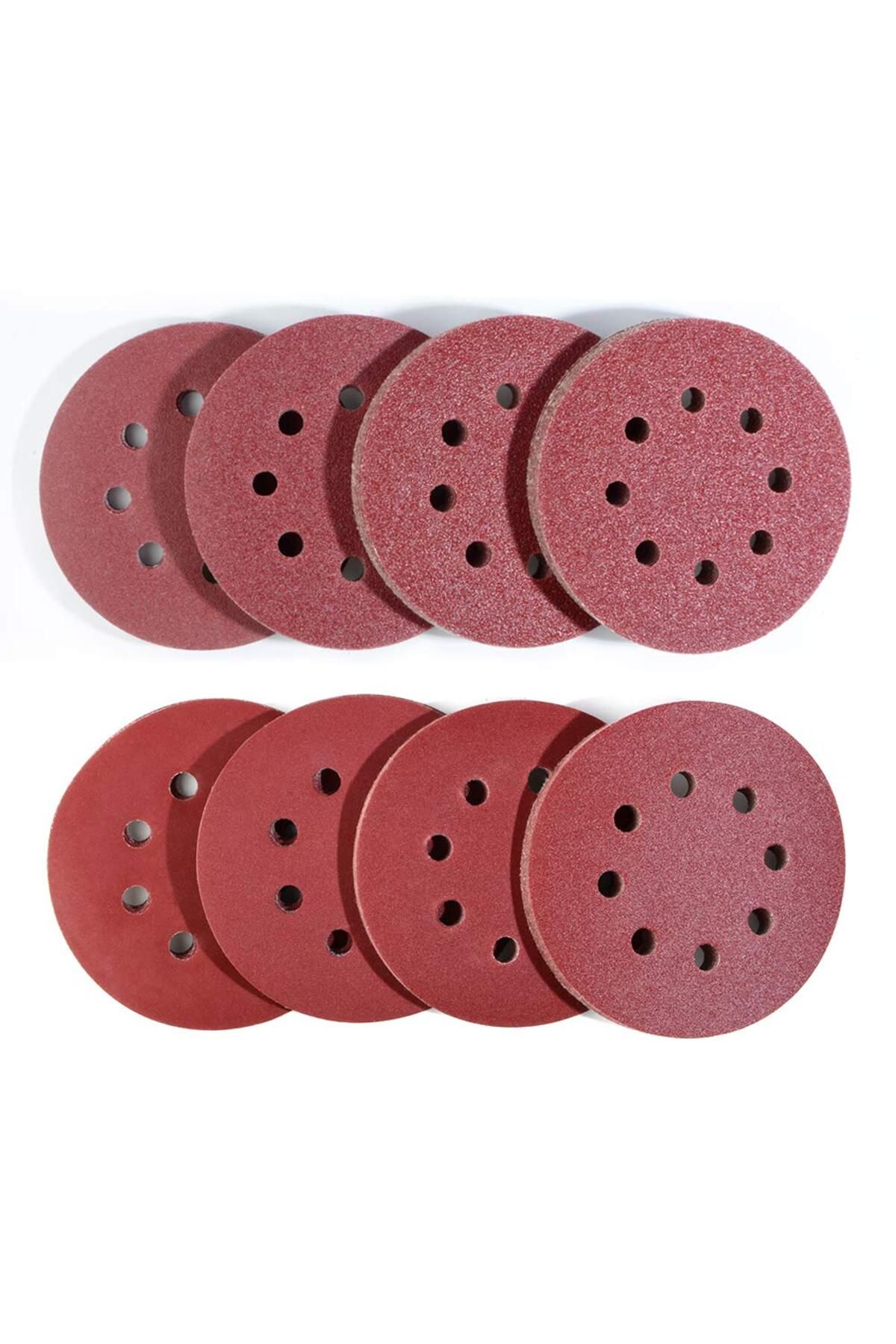 Sucuoğlu 50 Adet 8 Delikli Cırt Zımpara Kağıdı El Zımparaları Seti 125 Mm Avuç Içi Spiral Taşlama (180 Kum)